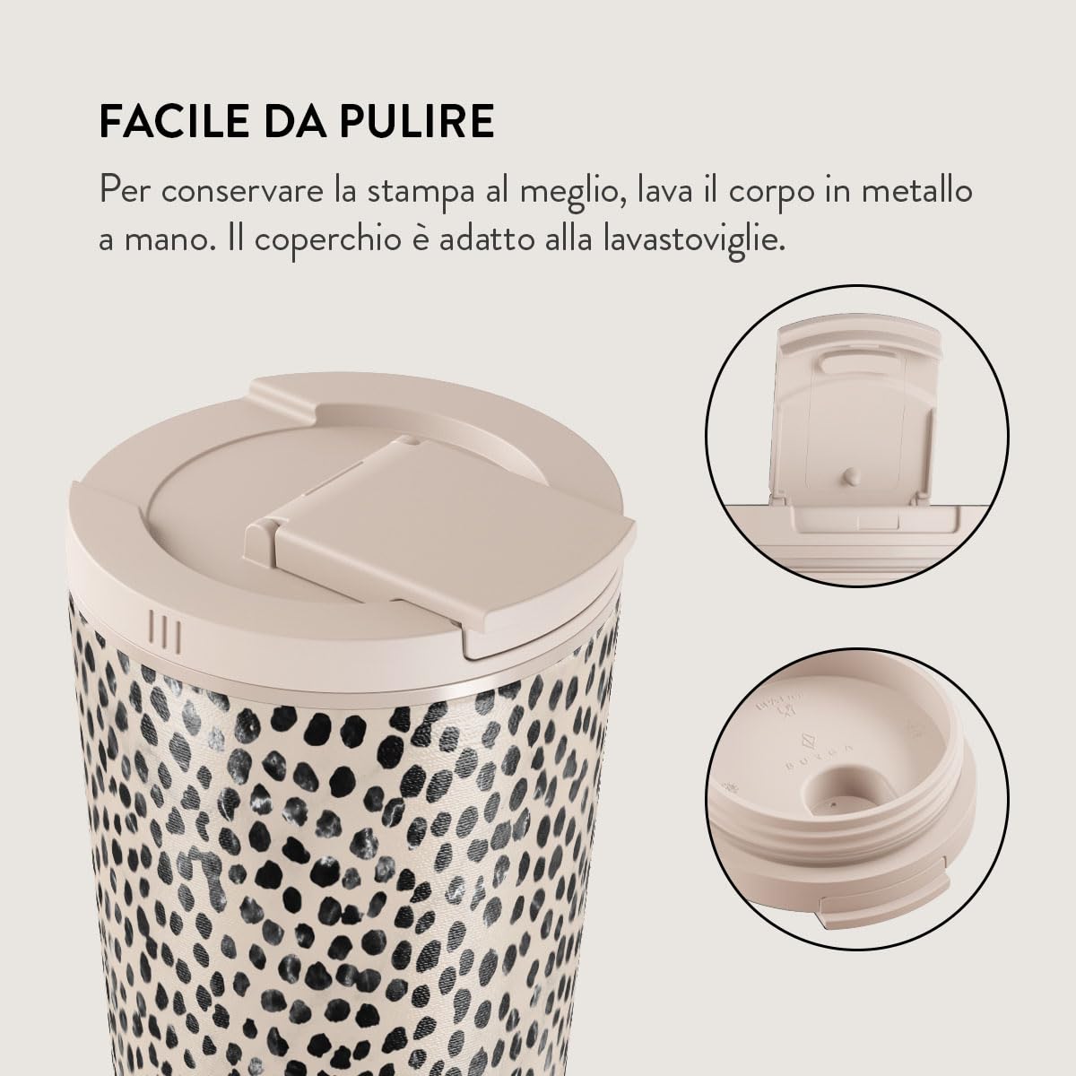 BURGA Bicchiere da Viaggio 500 ml – Bicchiere isotermico in acciaio inox, mantiene le bevande calde fino a 6 h e fredde fino a 24 h, coperchio ribaltabile antiperdita, compatibile con portabicchieri