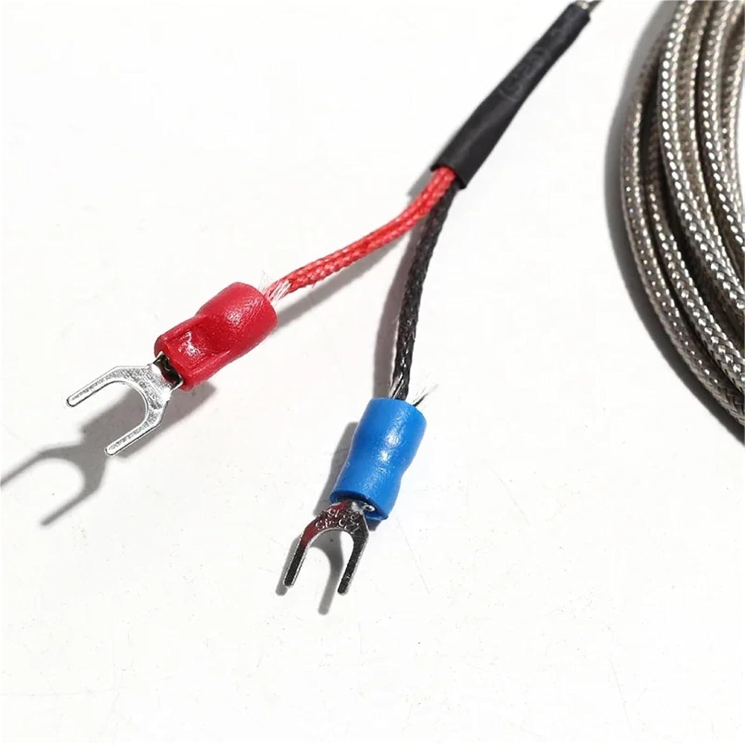 3 Meters Type K Armored WRNK-191 Probe Thermocouple Wire 0-1100 Degree 2-Wires Temperature Sensor Flexible Temperature Probe(Probe 4x100mm)