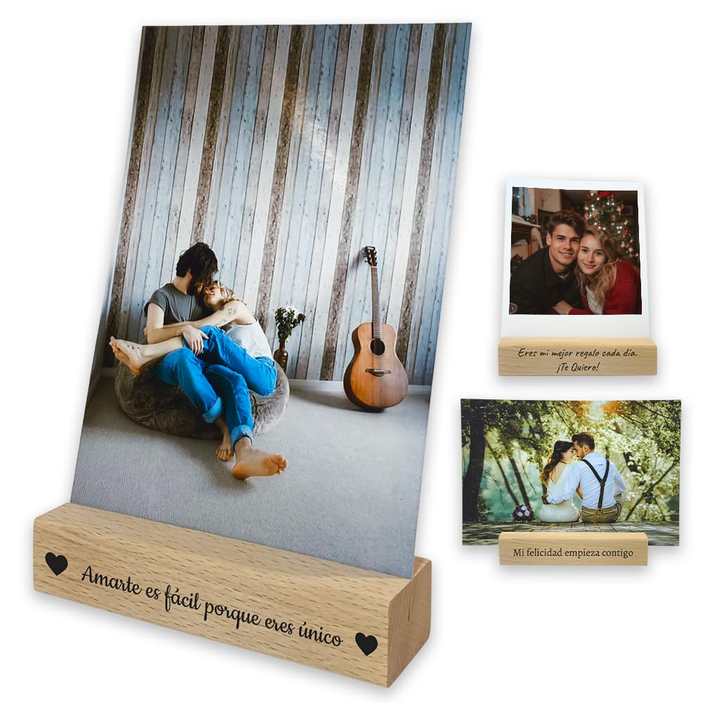 Ornandi® | Base de Fotos Personalizada | Marco de Fotos Personalizado | Regalo San Valentín | Amigo Invisible | Regalo para Parejas | Regalos Personalizados | Detalles Ideas Originales (Vertical)