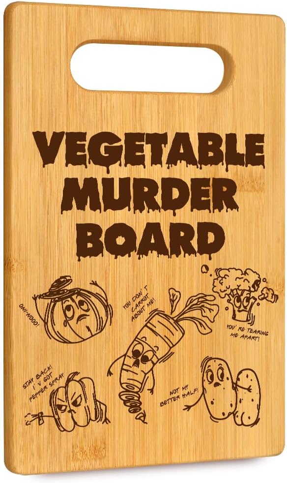 Funny Vegetable Murder Cutting Board with halloween, Humorous Food Serving bamboo cutting Board for Home Decor, Rustic Kitchen Decor Cheese Board Birthday Housewarming Gift Funny Vegetable Murder Cutting Board with halloween, Humorous Food Serving bamboo cutting Board for Home Decor, Rustic Kitchen Decor Cheese Board Birthday Housewarming Gift