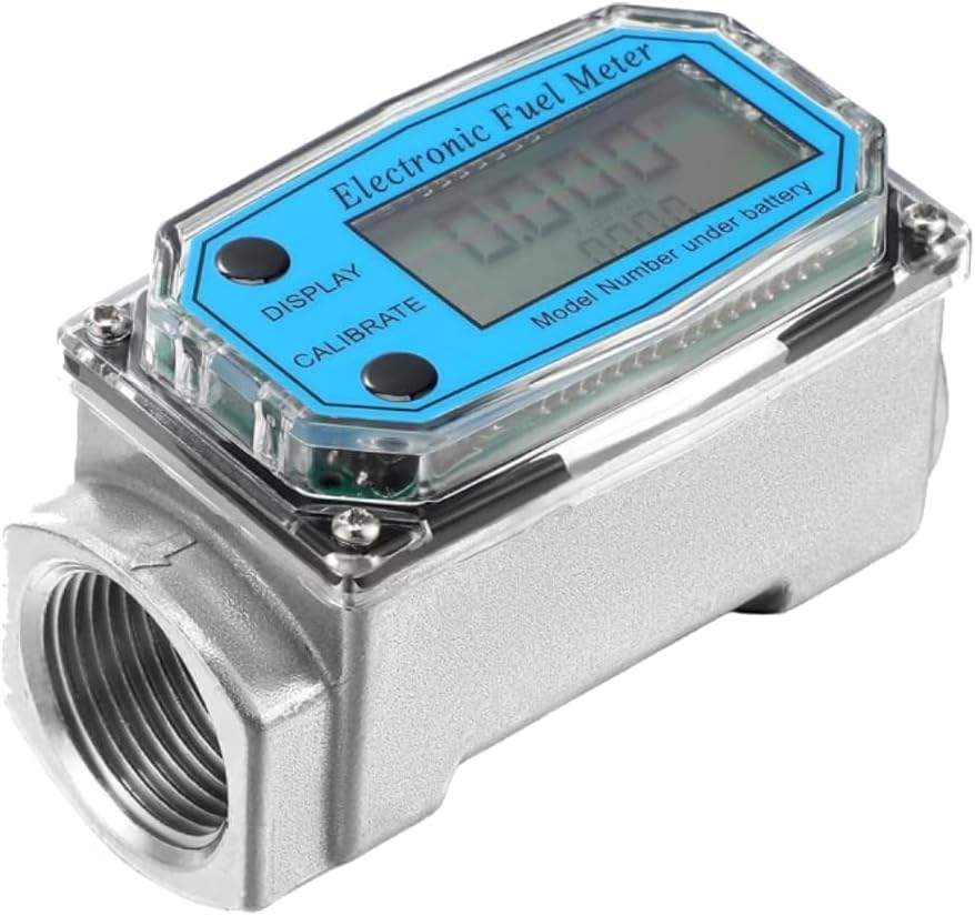 1 Inch Water & Fuel Flow Meter, 15-120L/min Inline NPT Thread ±1% Accuracy, Aluminum Alloy Flowmeter for Diesel, Gas Oil, Gasoline, and Other Liquids