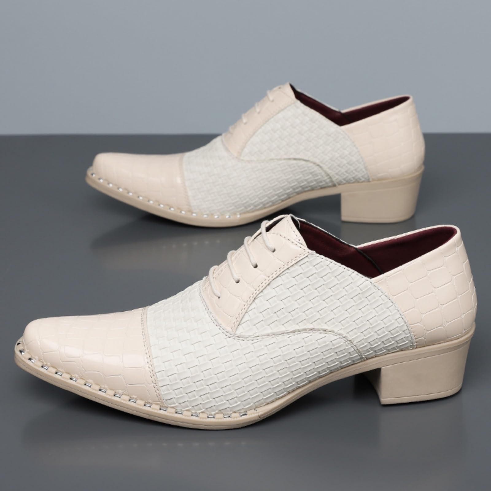 Scarpe Eleganti Uomo Intrecciate Scarpe Stringate Oxford Pelle | Punta Punta Tacco Largo, Scarpe Da Cerimonia Lavoro, Brogue Classico Moderno, Per Feste E Balli Da Sala