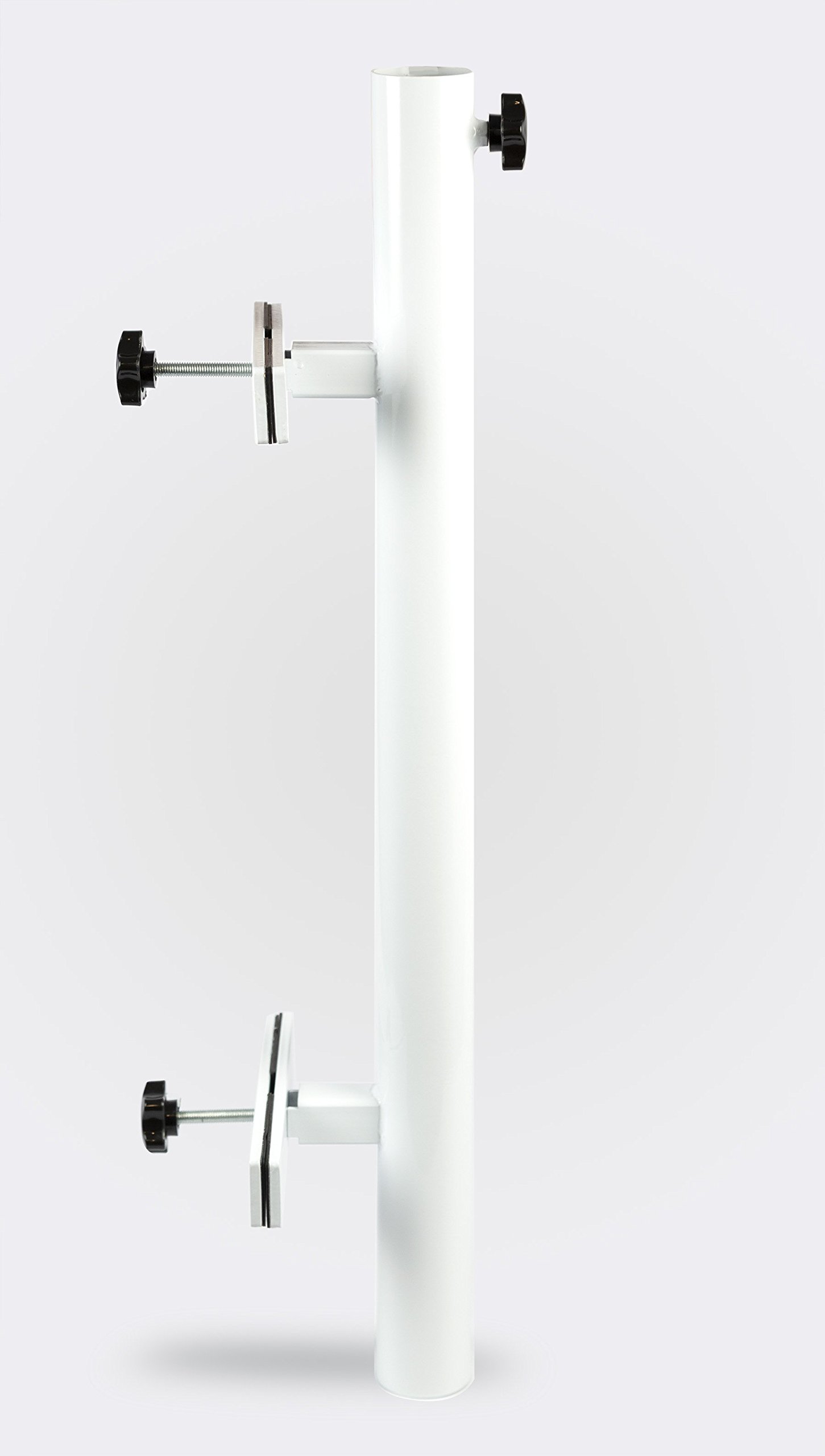 Amazon Com Patio Umbrella Holder Outdoor Umbrella Base And Mount Attaches To Railing Maximizing Patio Space And Shade White Garden Outdoor