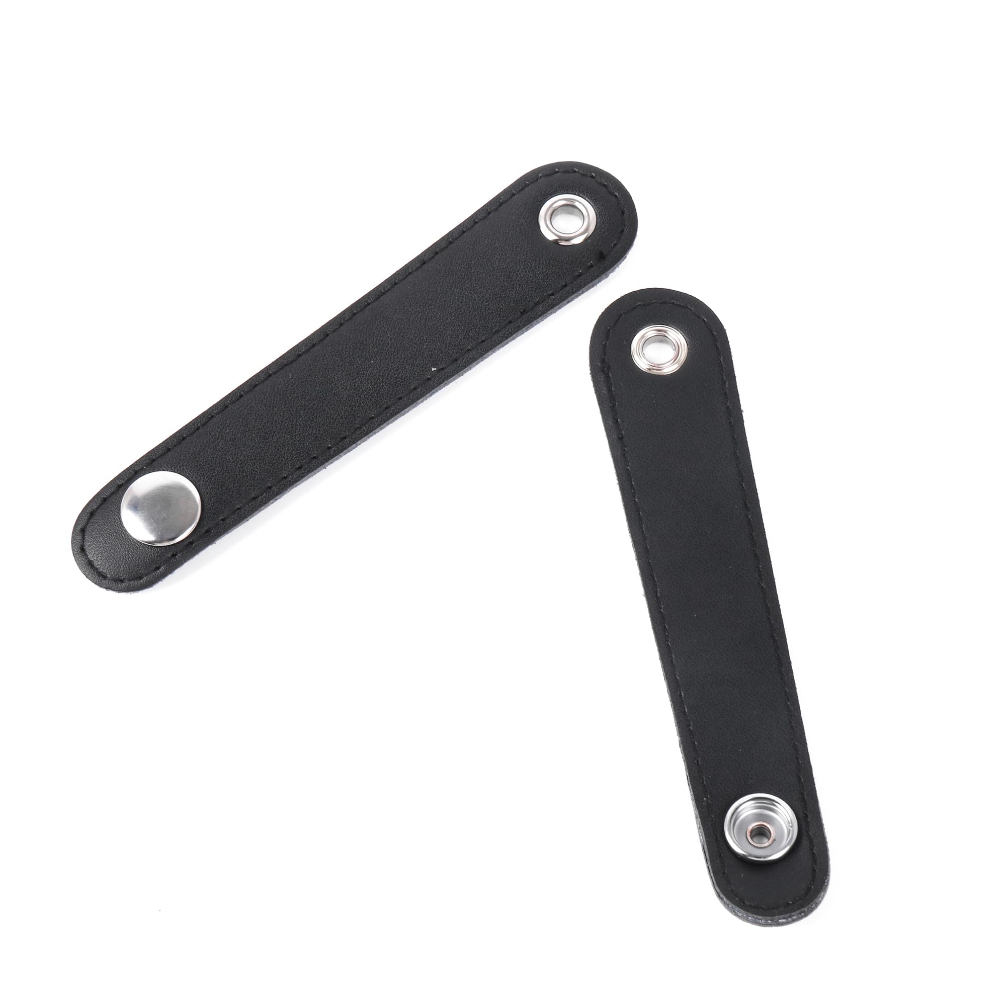 Emptty Black Leather Accordion Bellows Straps with Metal Extension Film Buckle Accordian Straps, 2PCS Leather Adjustable Accordion Bellows Straps with Buckles for Bass Accordion