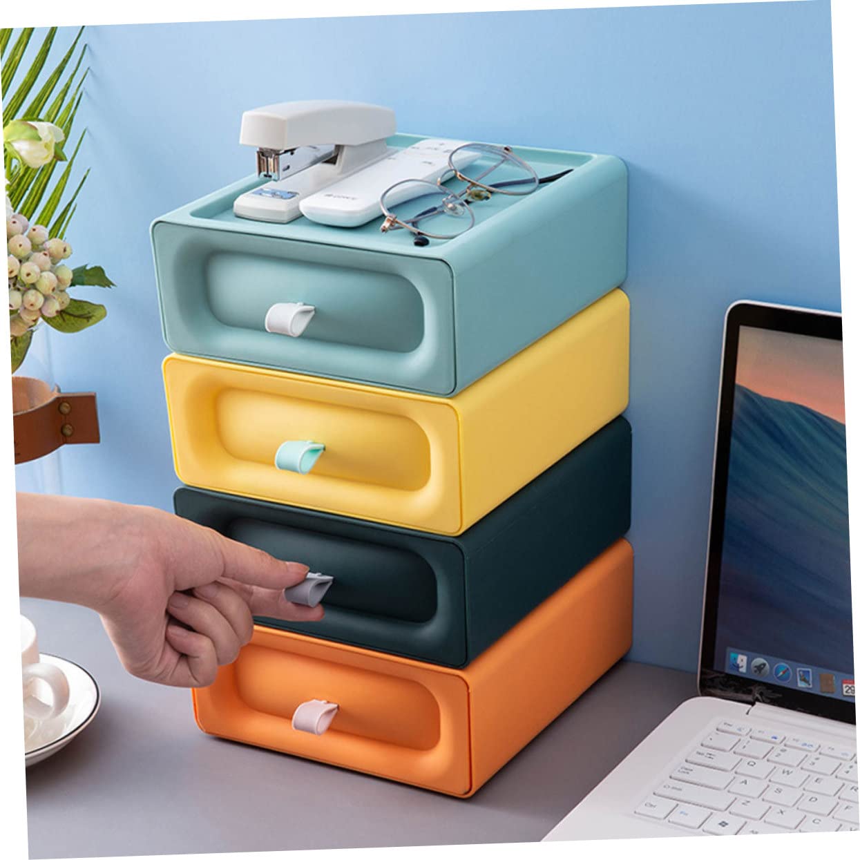 Caja de Cajón de Plástico Diseño Extraíble, 4 Piezas Organizadoras