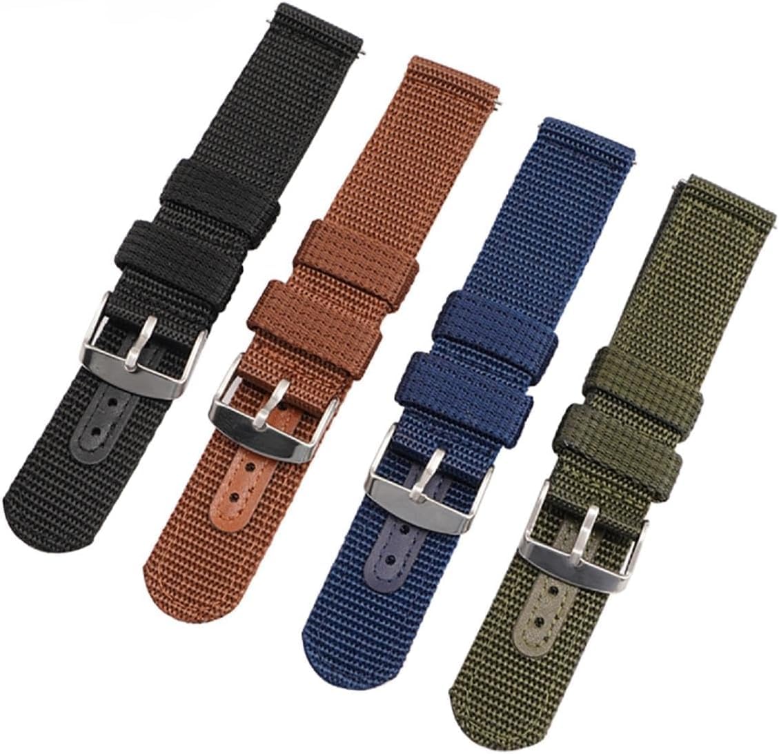 Uhrenarmband Nylon-uhrenarmband Schnellverschluss Canvas-Band 18–24 Mm, Brown, 24mm