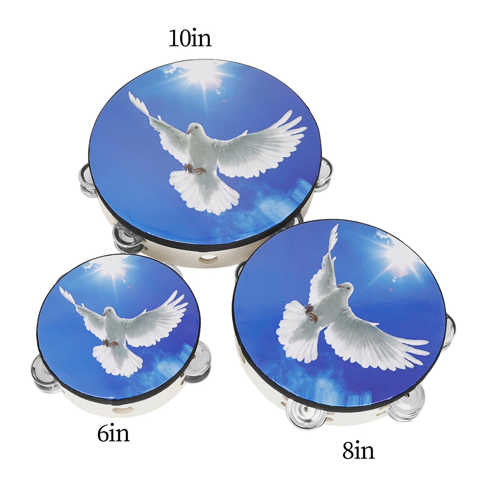 Lot de 3 Tambourins En Bois Dove, 6, 8 et 10 Pouces, Portables