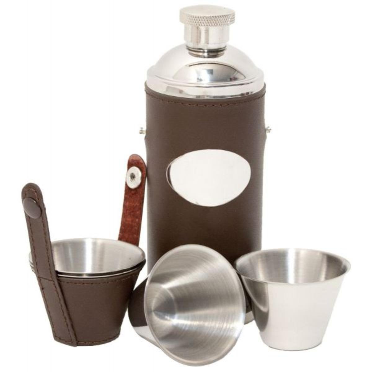 Leather Hunters Flask Brown by David Nickerson