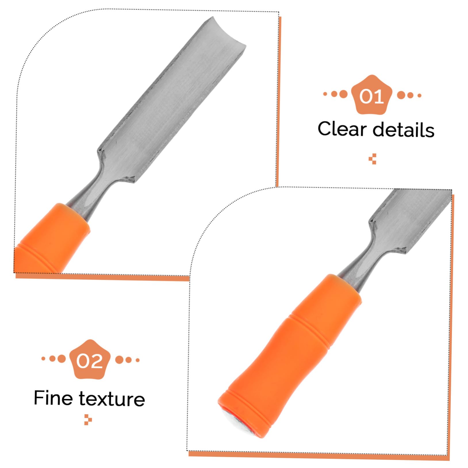 Cincel para Tallar Madera Juego de 4 Piezas de Acero | Juego de Formones para Madera, Espátula Plana Incluida, Agarre Cómodo y Diseño Ergonómico, para Taller de Talla en Madera
