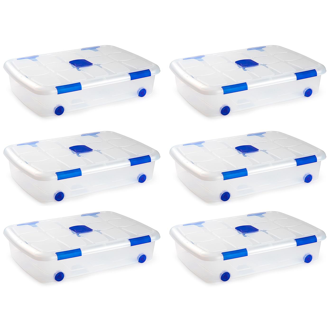 Acan Tradineur - Pack de 6 Cajas de Almacenamiento - Fabricado en plástico - Contenedor para almacenar Libros, ropa, mantas - N.º 12-16,7 x 75 x 55 cm - 41 Litros