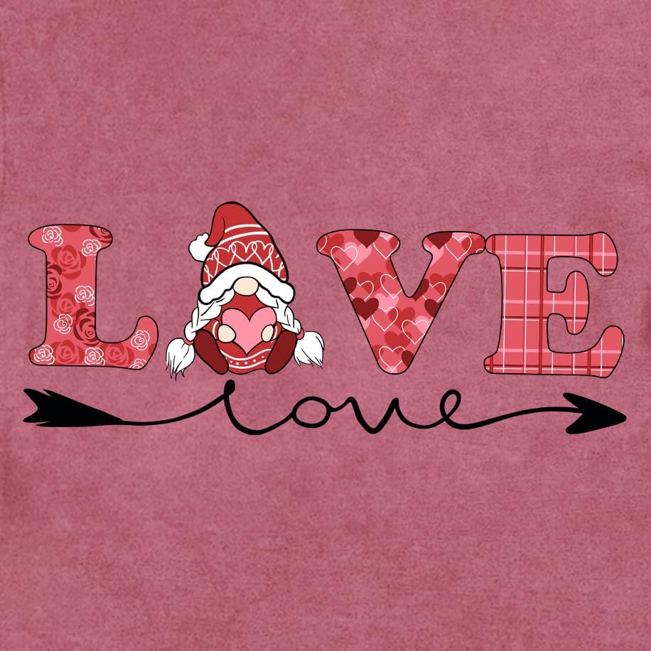 Women Valentines Day Shirts Cute Gnome Love Heart T-Shirt Casual Lover Wife Day Tee Tops - Image 5