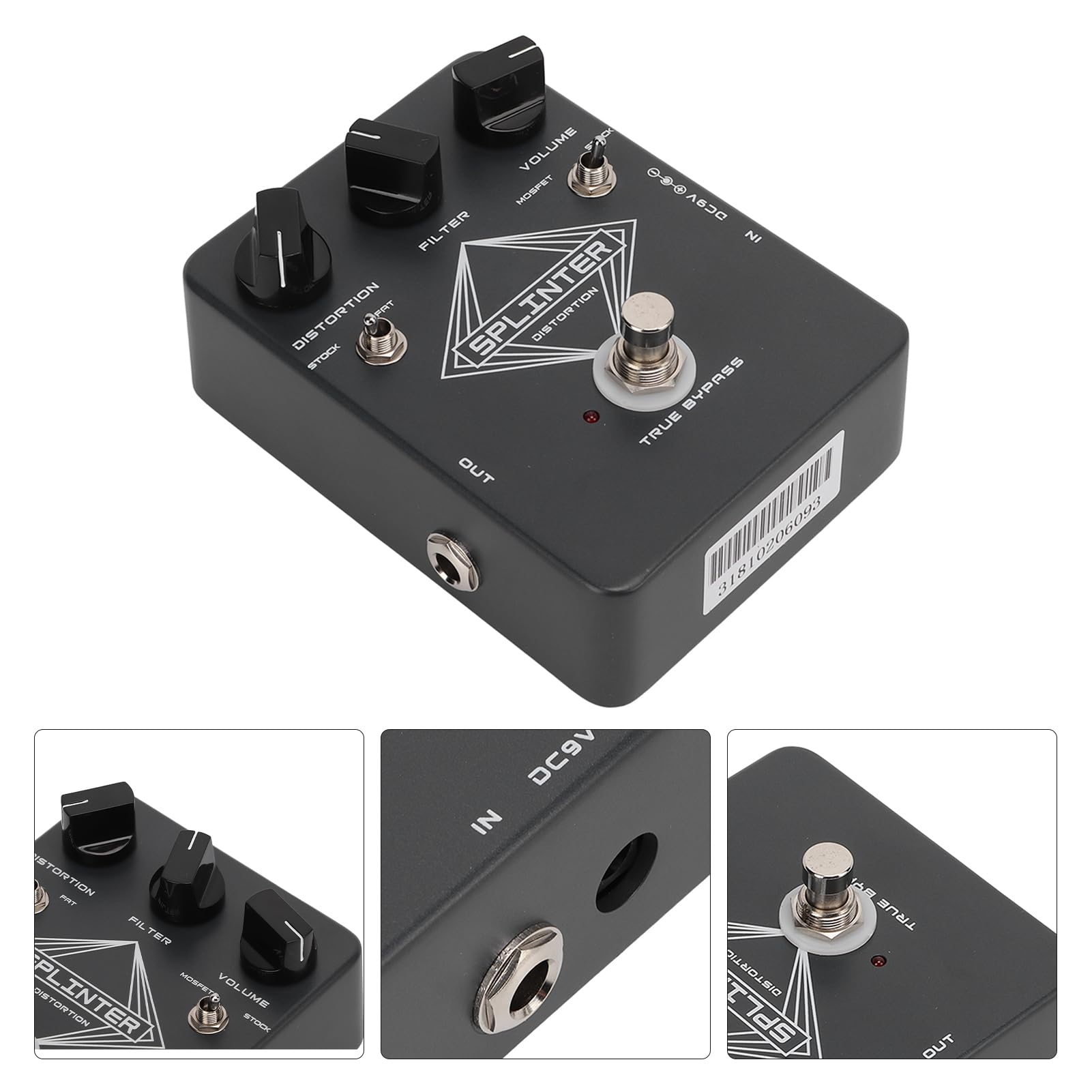 Pedal de Guitarra eléctrica con Efecto de distorsión, Filtro, Volumen 3, Ajuste, True Bypass, 20 mA, Metal