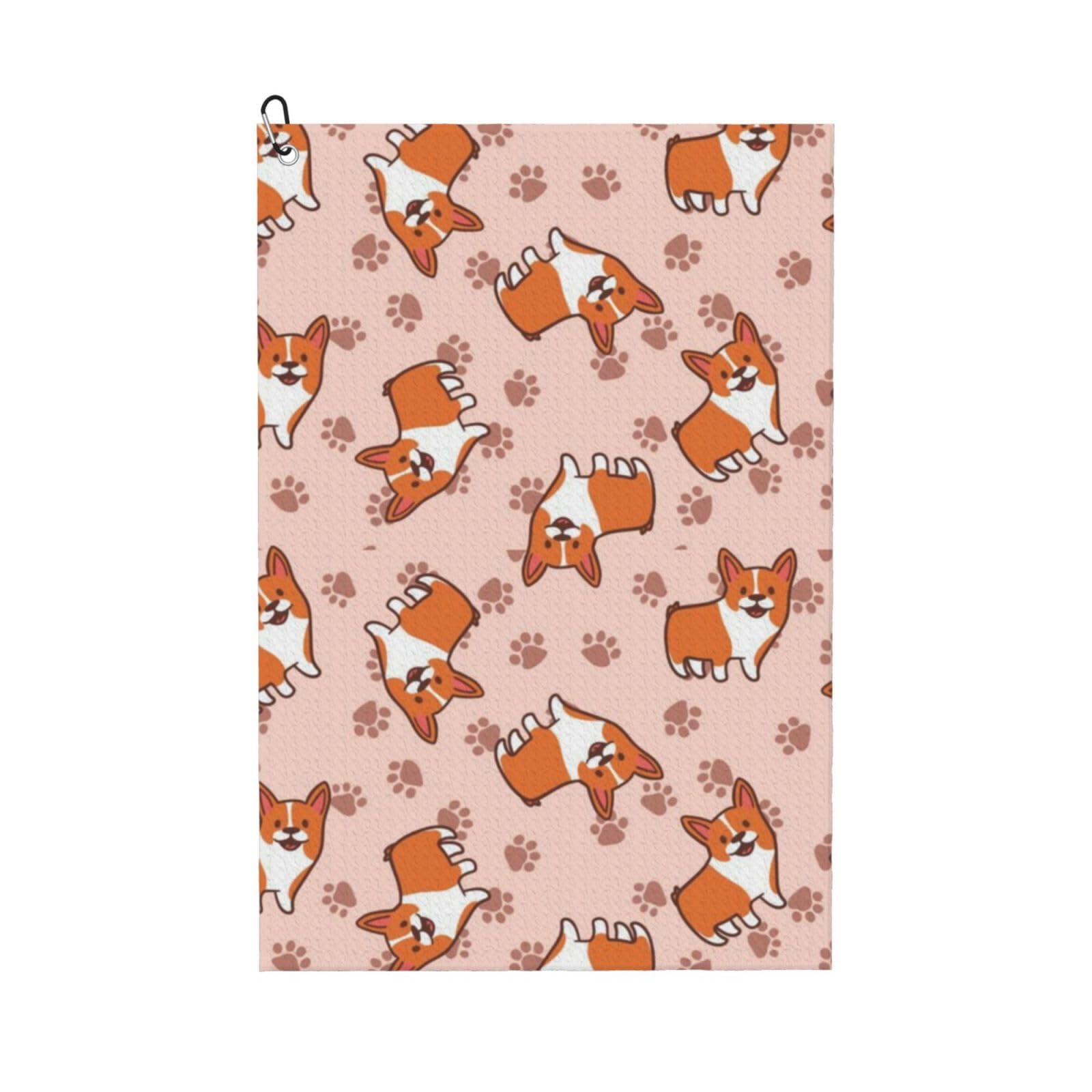 Hnnkloy Cartoon Corgis, 16x24 in Portable Waffle Golf Towels with Carabiner Clip for Golf Bag