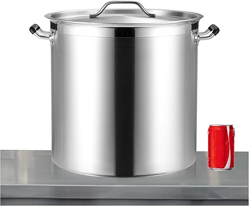 Miniatura 8 de CURTA Olla grande de 50 cuartos de galón con tapa, listado NSF, lista para inducción, base revestida de 3 capas, olla de cocina de acero inoxidable