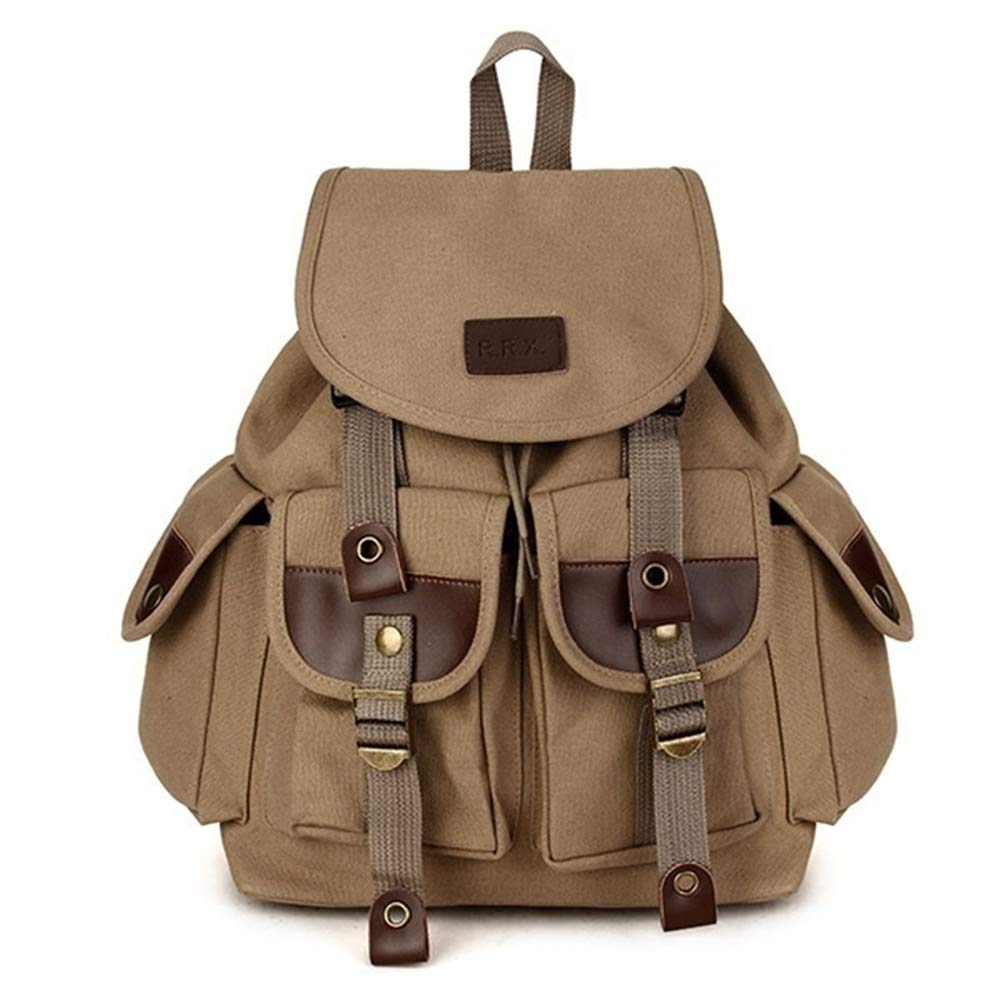 POPOTI Mochilas de Lona, Mochila Escolar Bolsos Vintage Backpack Laptop Bag Daypack Unisex Rucksack Gran School Bag para Portátil Viaja Senderismo Bolsa