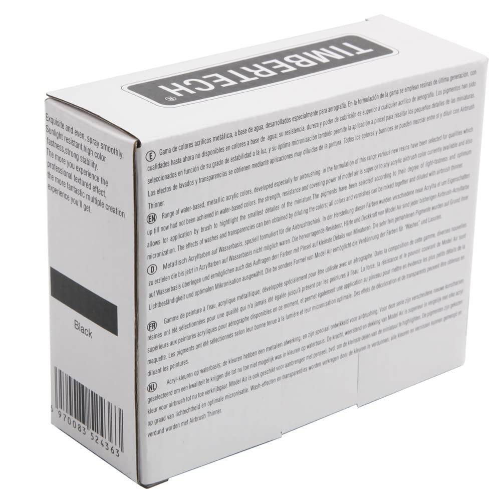 Timbertech Lot de 3 peintures acryliques noires pour aérographe 100 ml