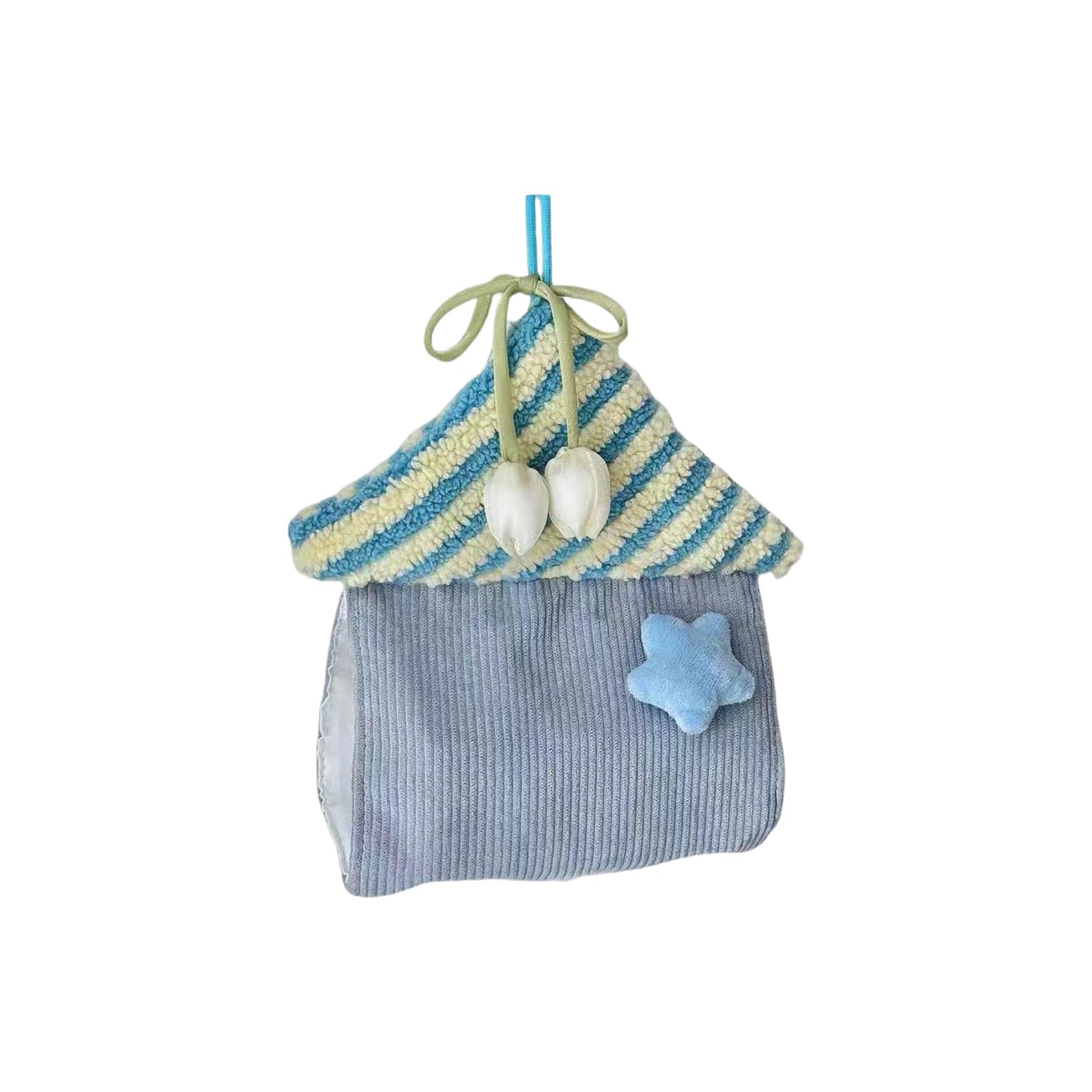 Hanging Flannel Tissue Holder with House Shape for Home and Offices Use Wall Mounted Tissue Bag