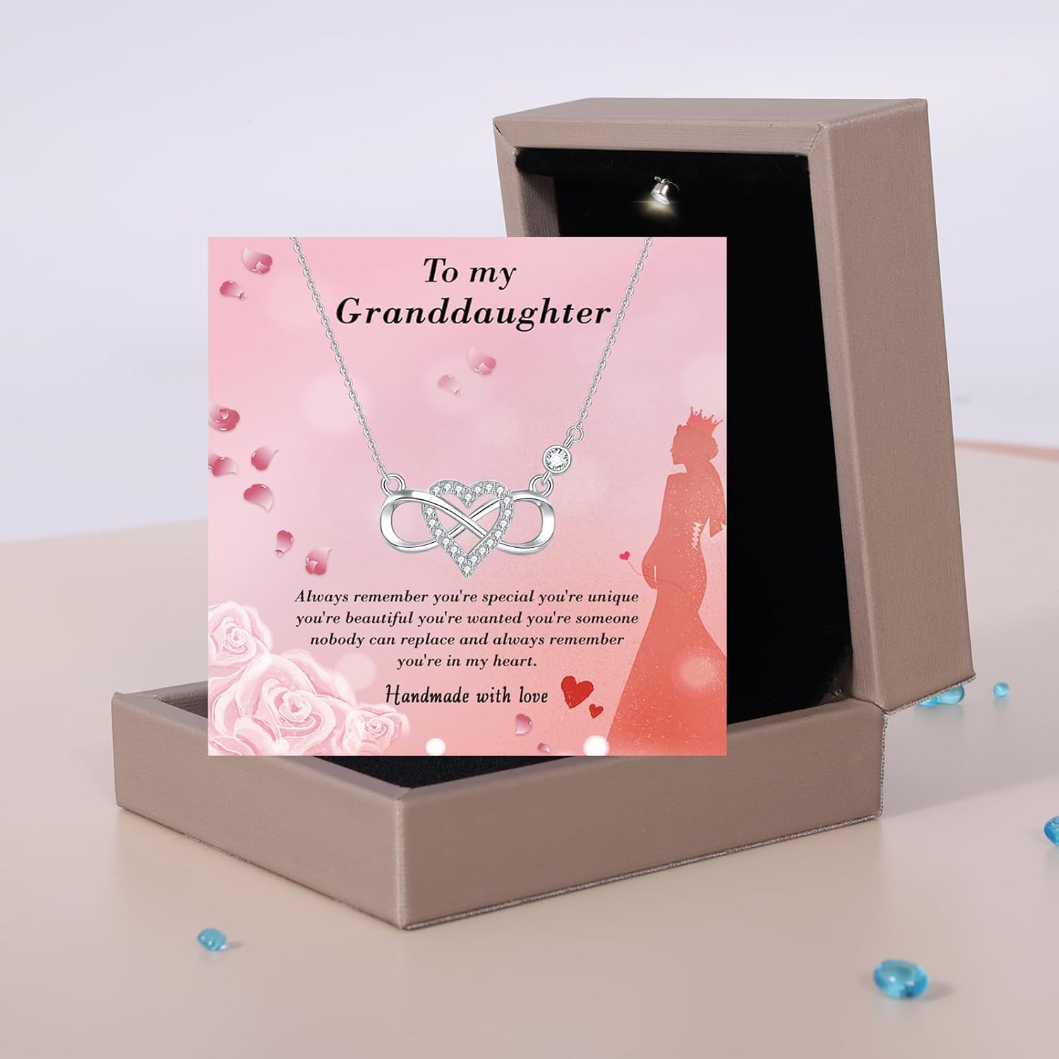 Granddaughter Necklace From Grandmom - Filled with Love - Necklace for Granddaughter on Birthday, Christmas, Graduation, Wedding, or Valentine's Day - Image 3