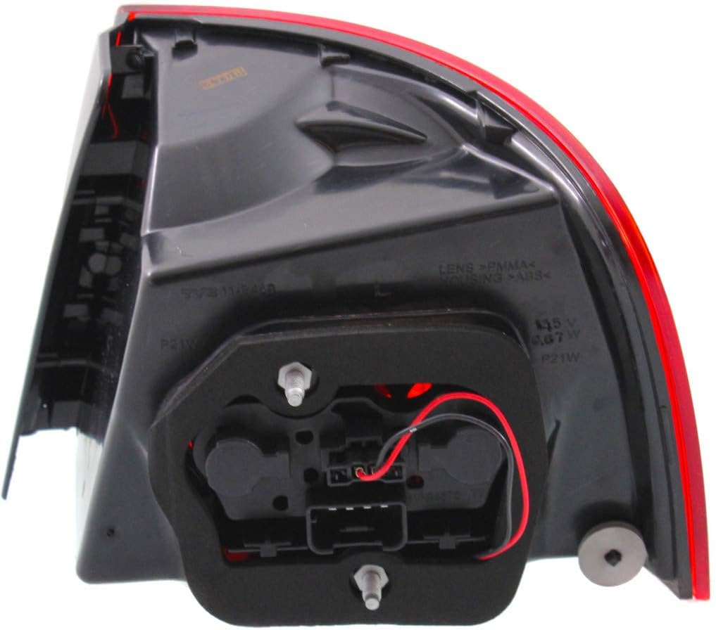 CarLights360 For Volkswagen Jetta Sedan 2008-2010 Tail Light Assembly DARK Red Lens Outer Driver Side DOT Certified VW2800127N