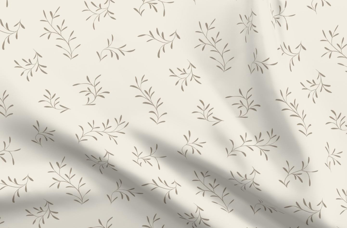 Spoonflower Fabric - Neutral Floral Beige Branches Monochrome Minimalist Spring Autumn Printed on Petal Cotton Fabric Fat Quarter - Sewing Quilting Apparel Crafts Decor