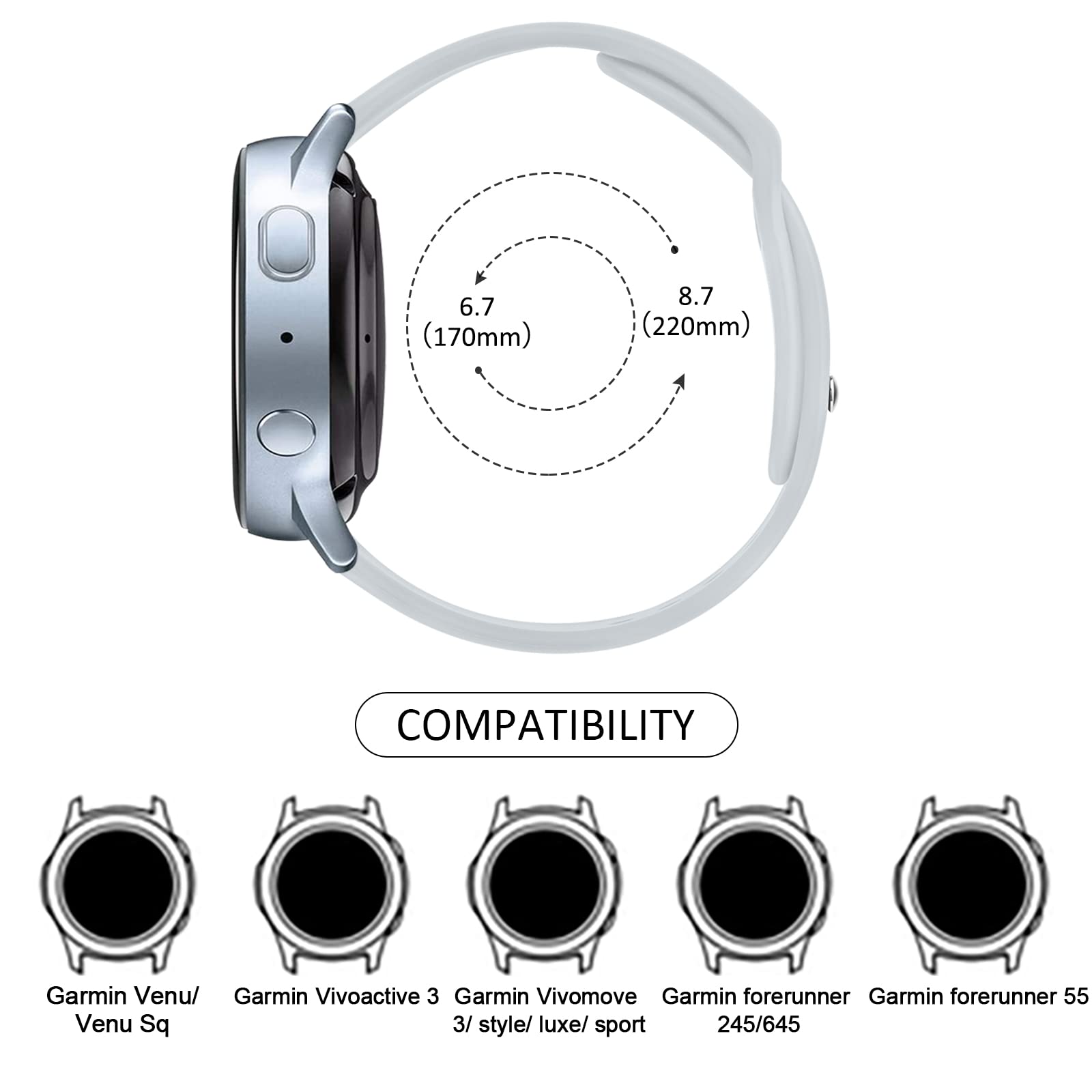 Oumida Bracelet Compatible with Garmin Venu/Venu Sq/Venu 2 Plus & Garmin Vivoactive 3/Vivoactive 3 Music/Vivomove Style/Vivomove 3/Luxe/HR - Image 4