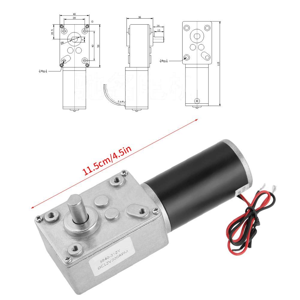 Dpofirs 31ZY Motor, 12V 200 U/min 5840-31ZY Permanentmagnet DC Turbo Schneckengetriebemotor Untersetzungsmotor Untersetzungsmotor Getriebemotor