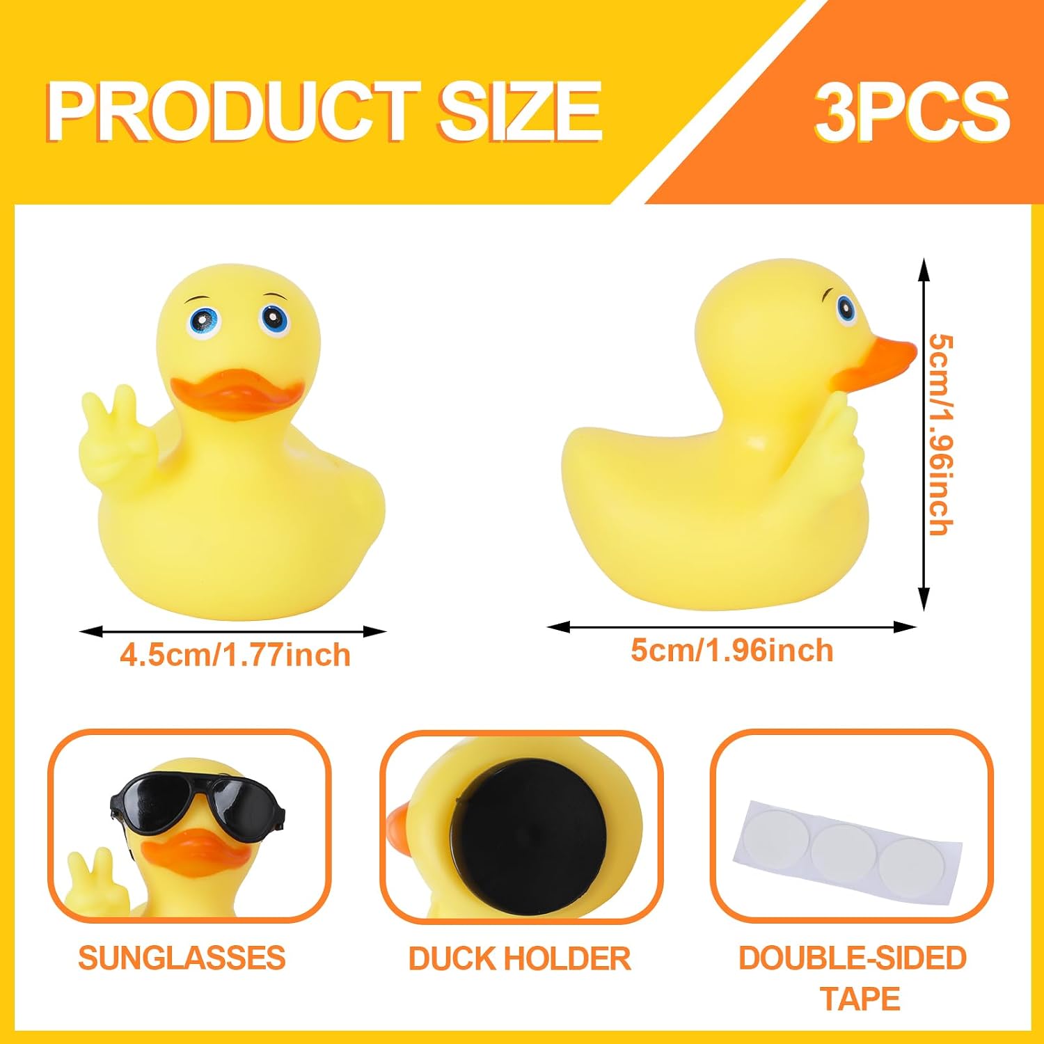 3PCS Peace Sign Rubber Ducks for Jeepers,Rubber Ducks Jeeper Ducking with Sunglasses and Jeeper Duck Holder,Car Dashboard Ornaments,Party Decorations