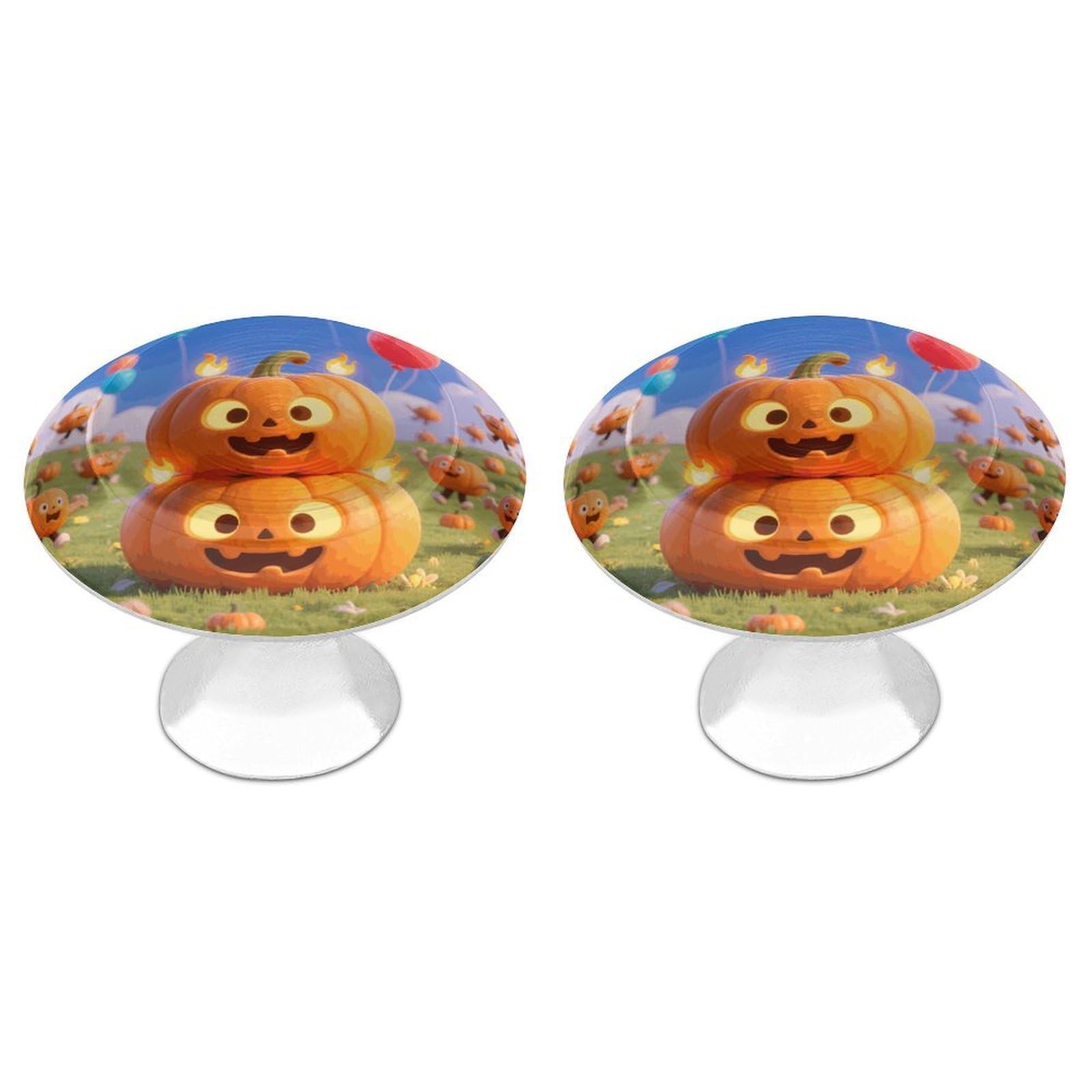 DWVTSLH Fall Pumpkin Patch Cabinet Handles 2 Pack Stainless Steel Kitchen Drawer Pulls with Installation Screws Round Dresser Drawer Knobs 1.1 Inch Modern Cabinet Hardware Door Handles