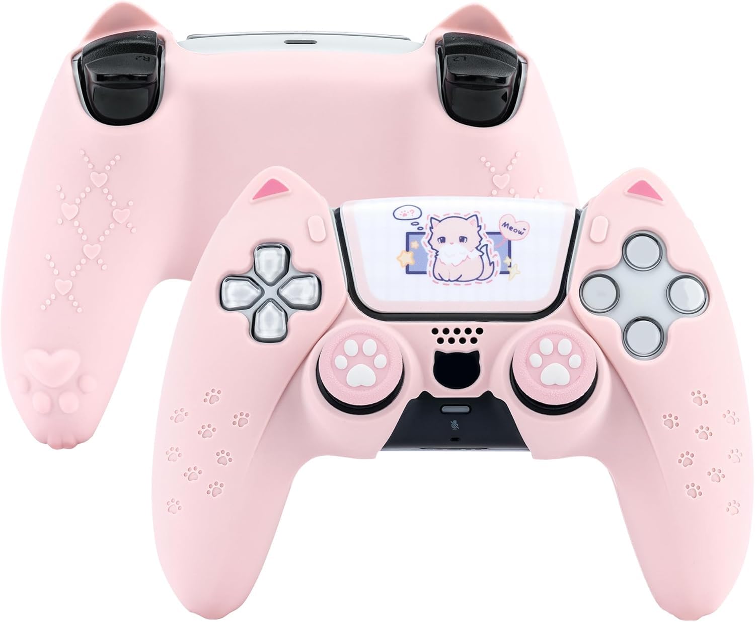 GeekShare Custodia protettiva in silicone antiscivolo per PS 5 per controller PS5 con zampa di gatto