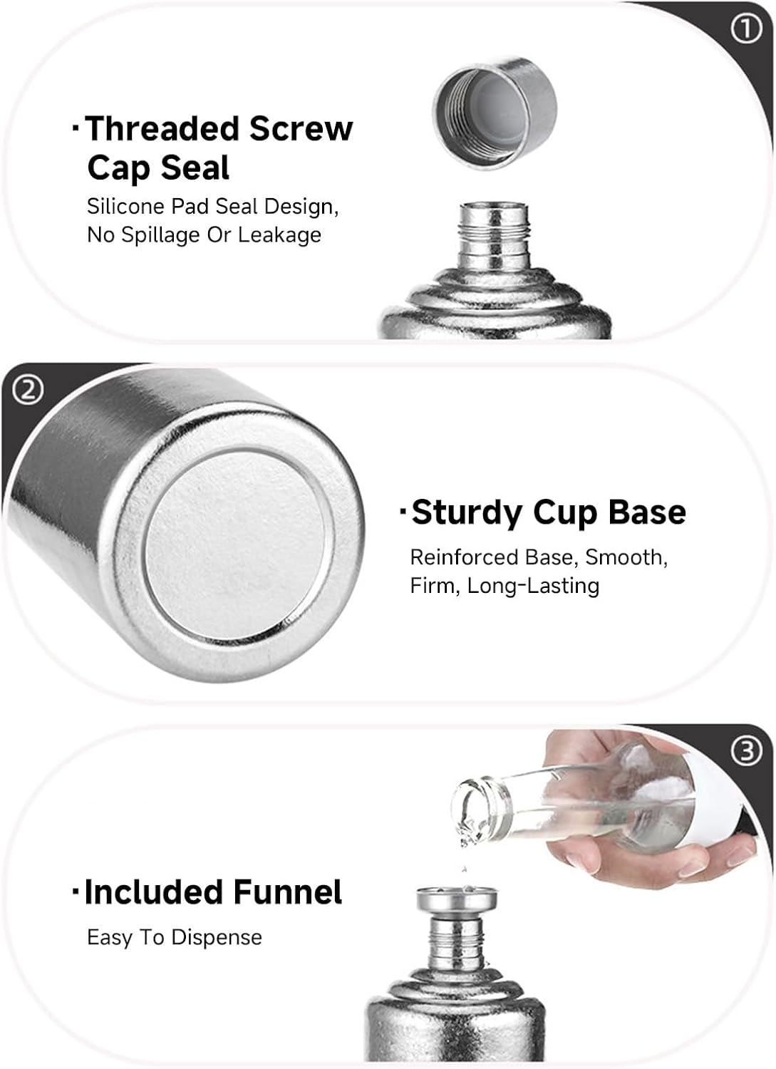 SUNGOOYUE Pure Ti Round Wine Flask, Portable Lightweight Cylindrical Bottle with Stainless Steel Funnel for Outdoor Camping Hiking Backpacking (1000ml)