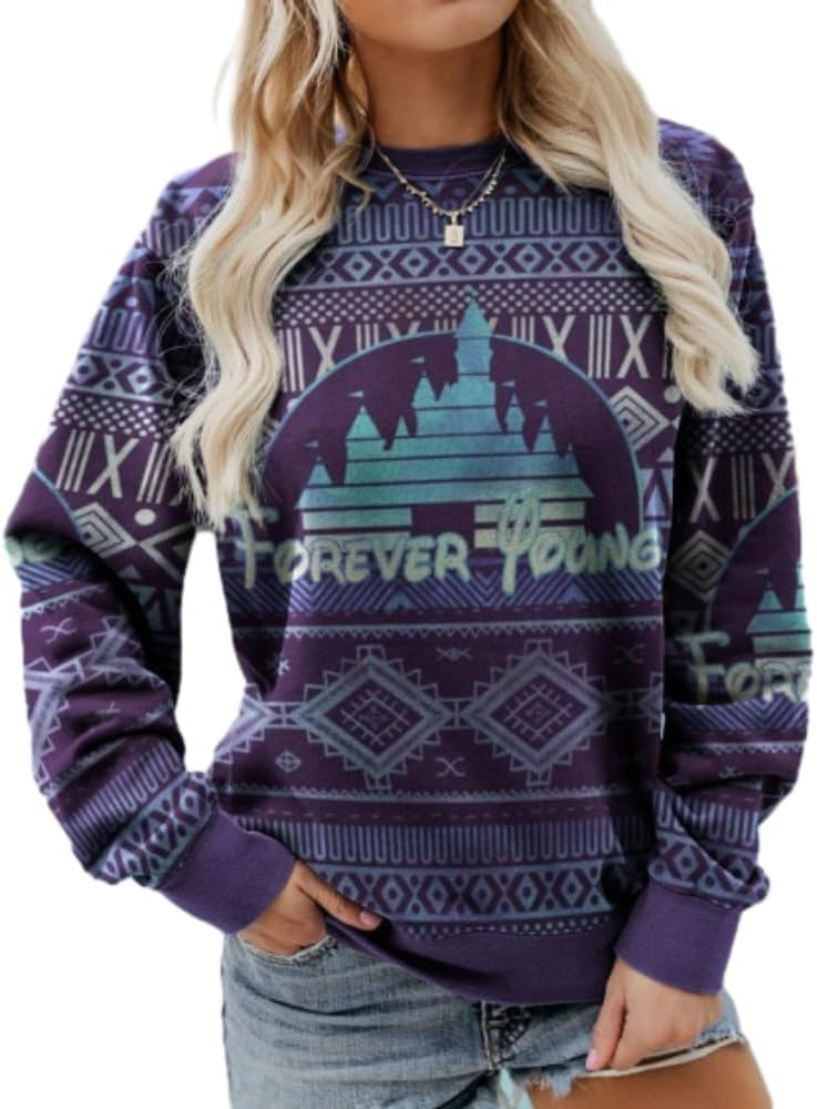 Women's Classic Aztec Print Crewneck Sweatshirt, Casual Stylish Multicolor Fashion Vintage Long-Sleeve Pullover Top