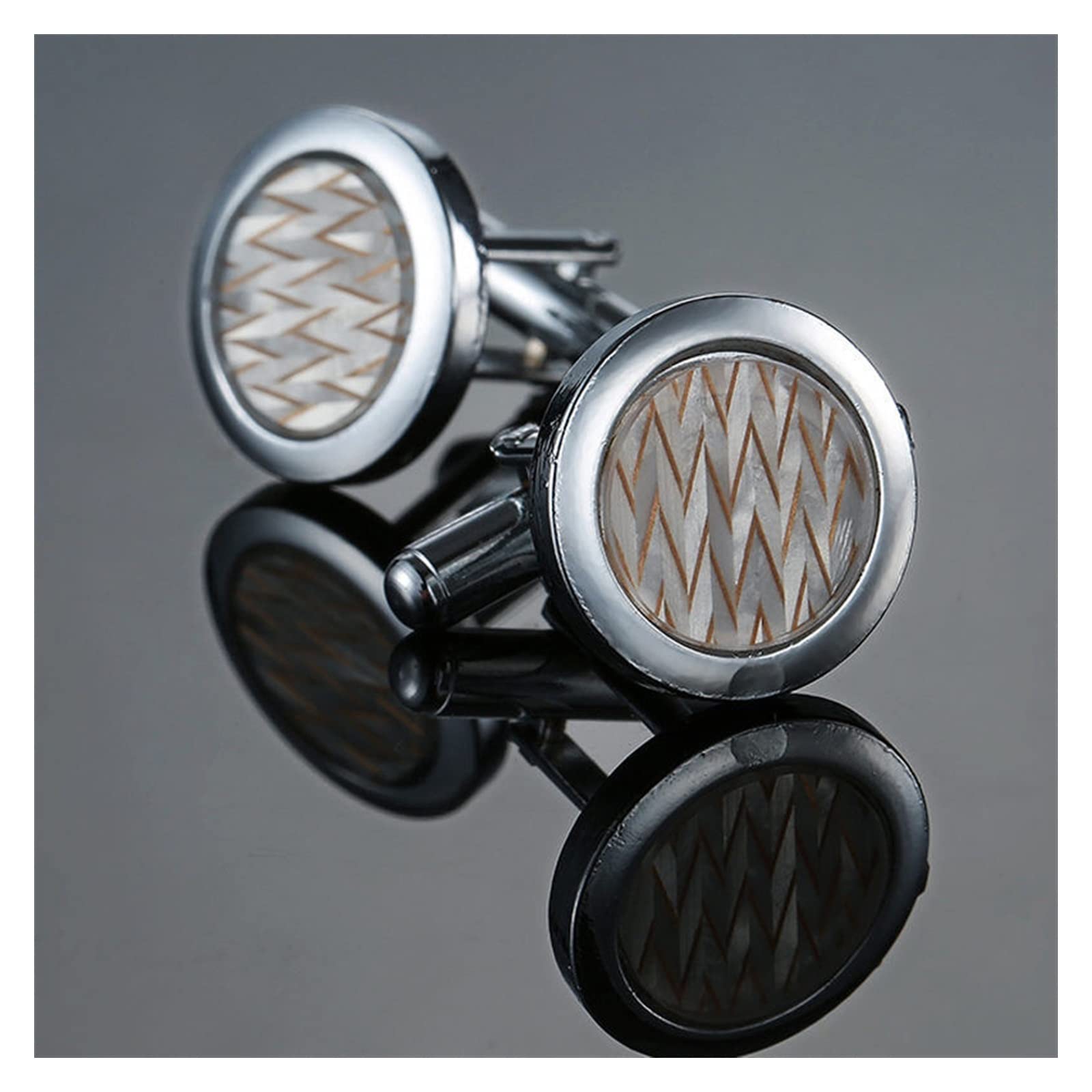 Anzug Manschettenknöpfe Herren Hemd Manschettenknopf Kupfer Silber Metallic Schwarz Emaille Manschettenknöpfe Hemd Manschettenknöpfe (Metallfarbe : 3)