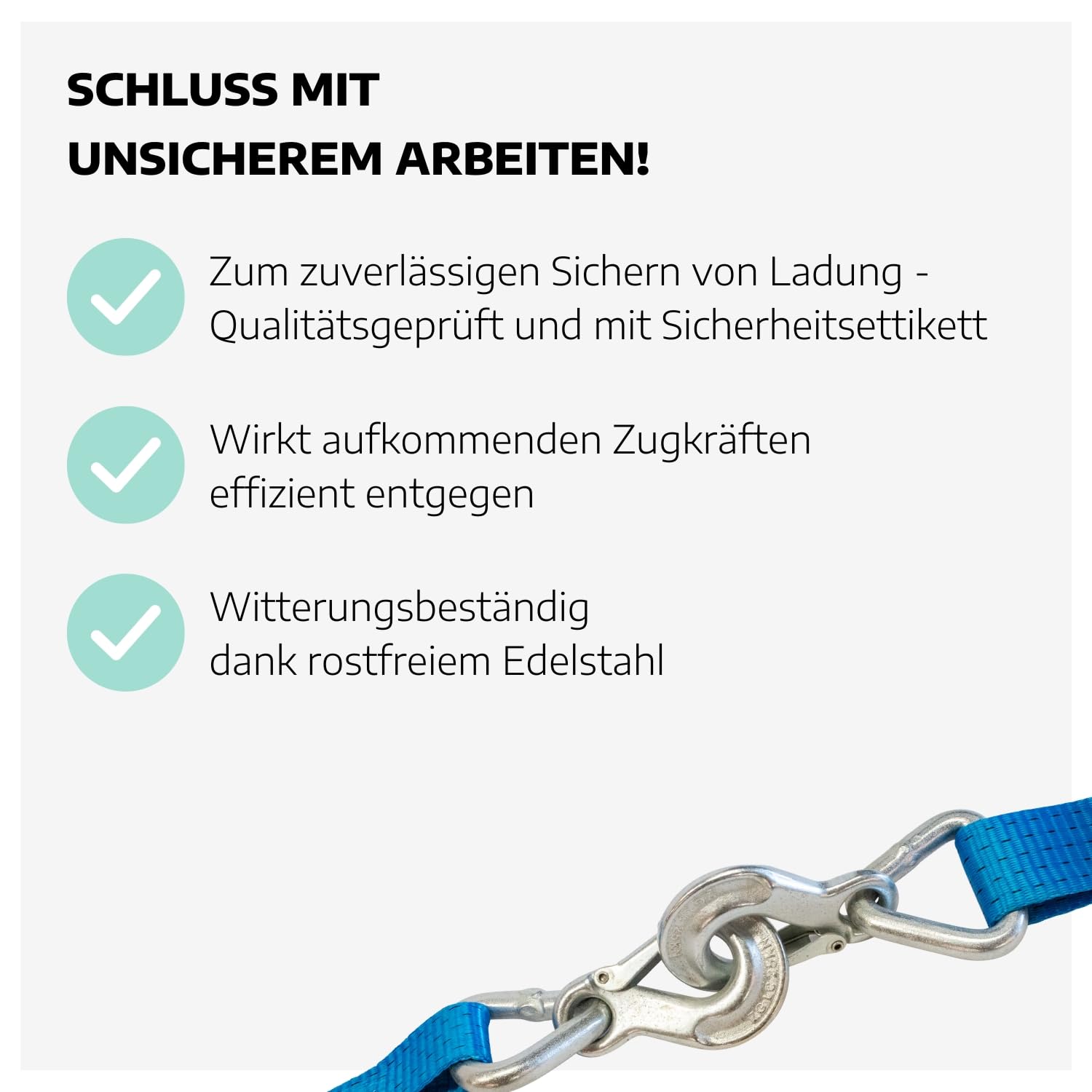 6 x Zurrgurt 2-teilig mit Ratsche 8 m & 2-Strang Triangelhaken I Spanngurte mit Ratsche I Gurte zum Befestigen I Spanngurt mit Sicherheitsetikett I Zurrgurte mit Triangel-Haken