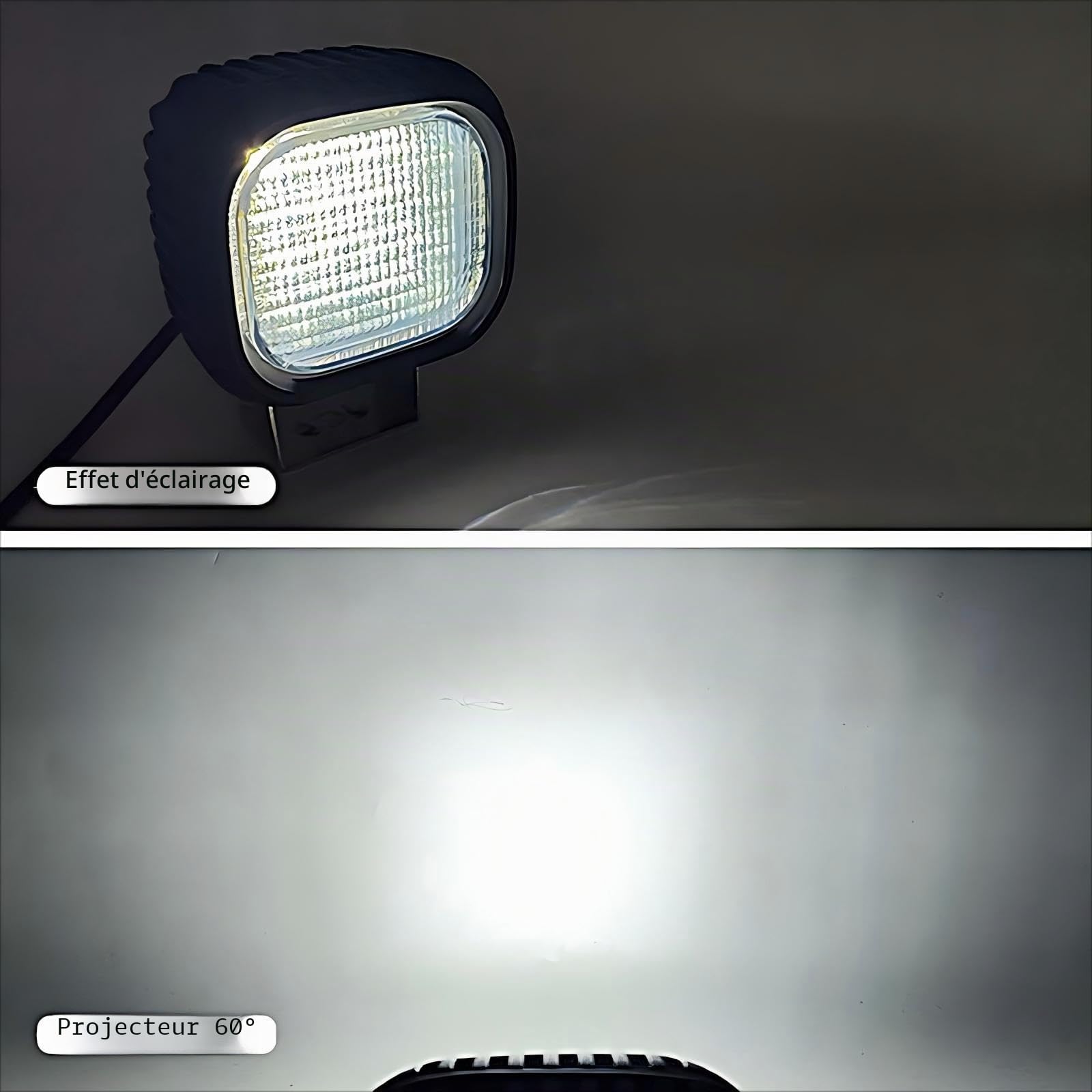 Lot de 2 projecteurs de travail à LED 48 W Cre Phare supplémentaire 12 V 24 V Projecteur Offroad Worklight pour tracteur, SUV, camion, moto