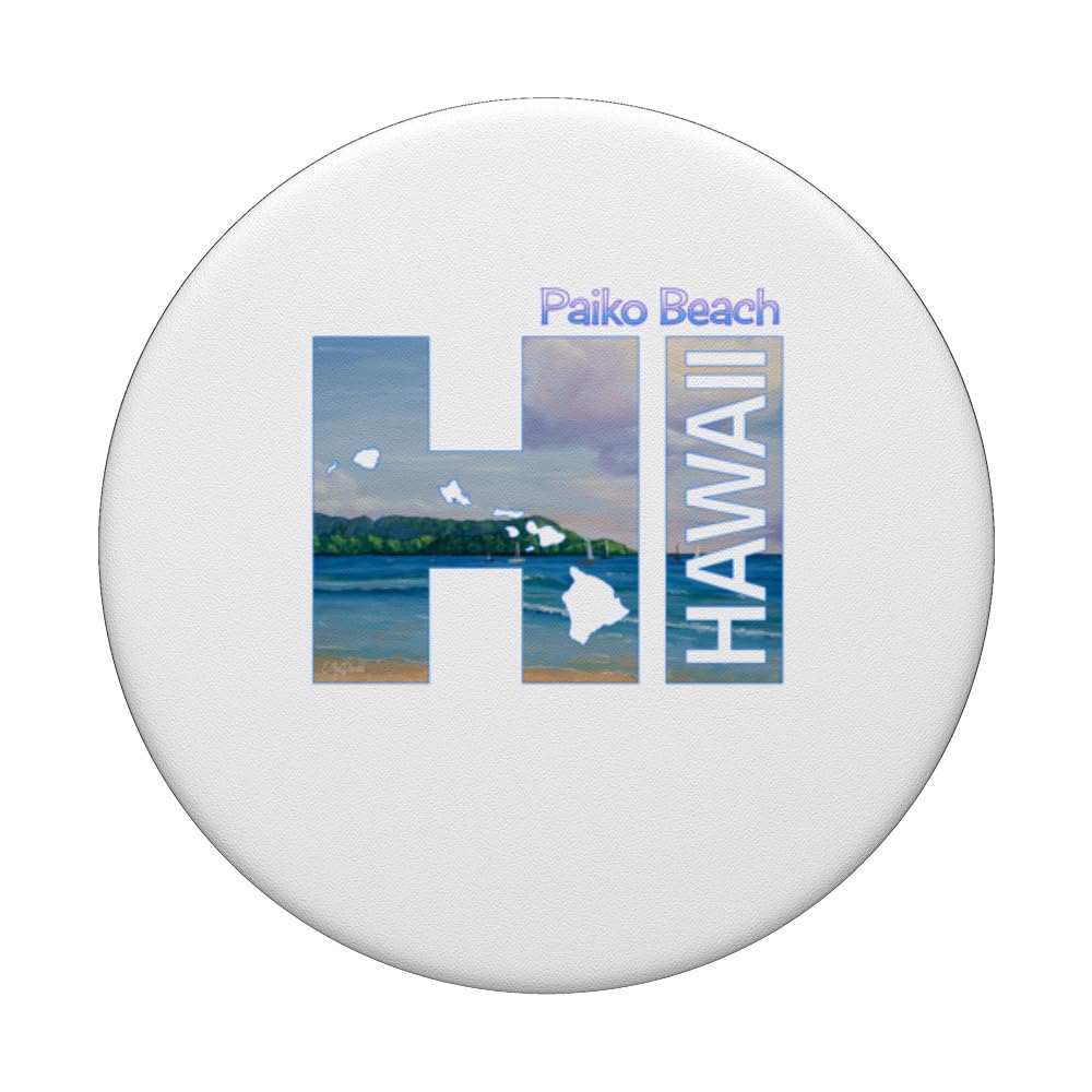 Paiko Beach HI Hawaii Aloha State Vacation PopSockets Swappable PopGrip, Black - Image 3