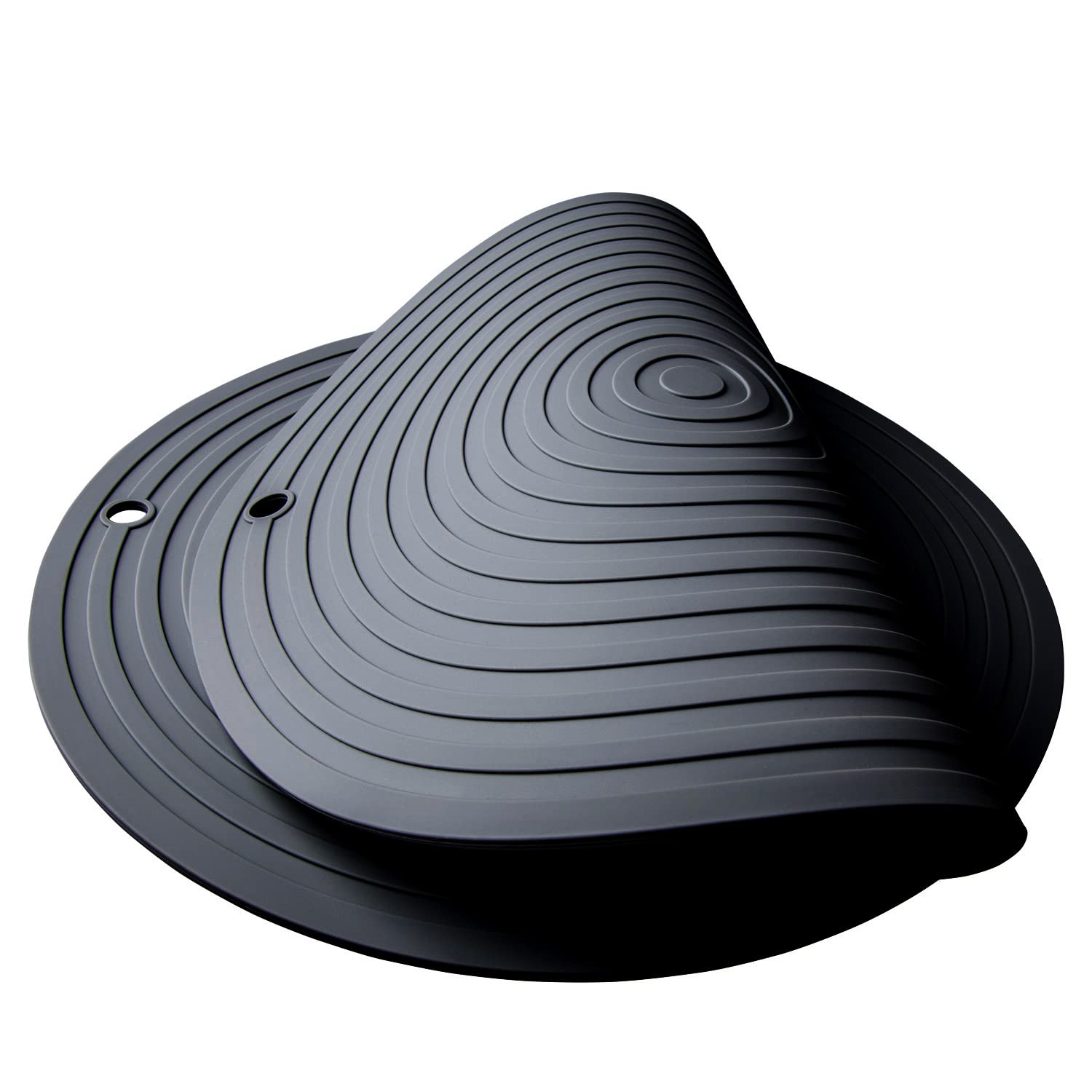 Smithcraft Trivets for Hot Dishes, Silicone Trivets Hot Pots and Pans, Hot Pads for Kitchen, Heat Resistant Mats Kitchen Counter, Large 11.81" Microwave Mat, Silicone Pot Holders Mats Dark Grey Set 2