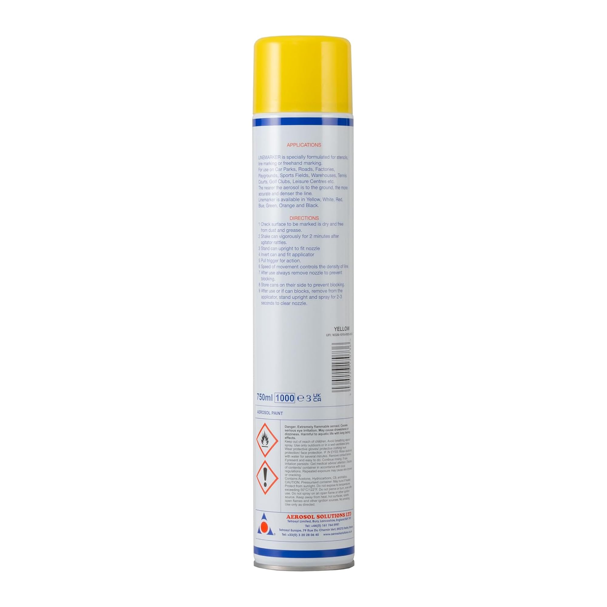Aerosol Solutions Linemarker Spray Traccialinee Giallo 750 ml Vernice Marcatura Strade Parcheggi