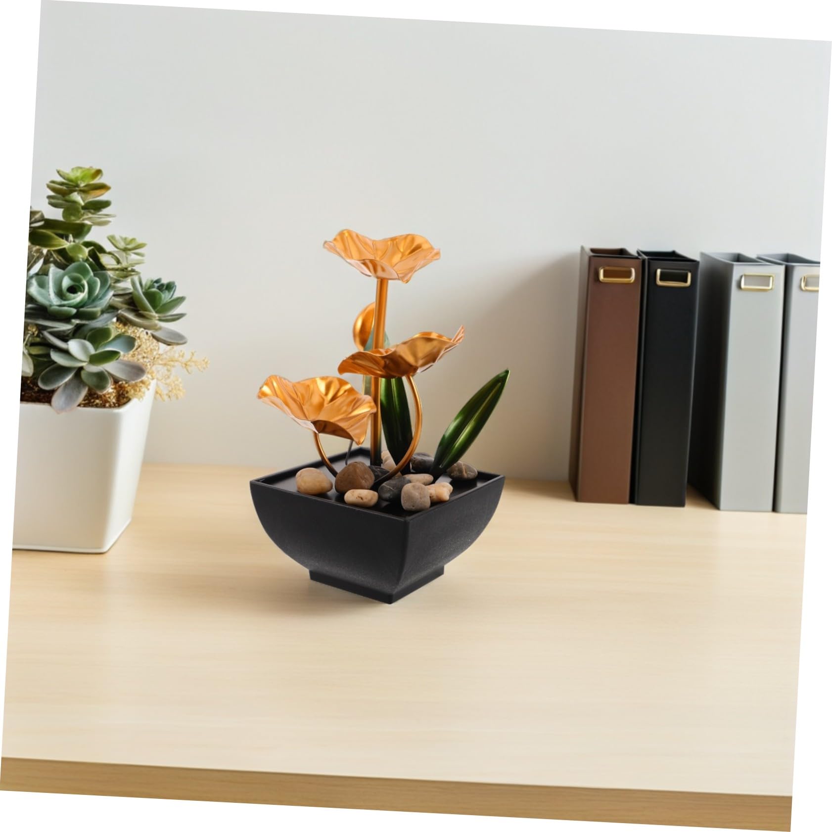 Fuente de Agua de Mesa Zen con Sonido Relajante Pequeña Fuente de Cascada de para Decoración Interior para Escritorio Hogar Oficina y Dormitorio