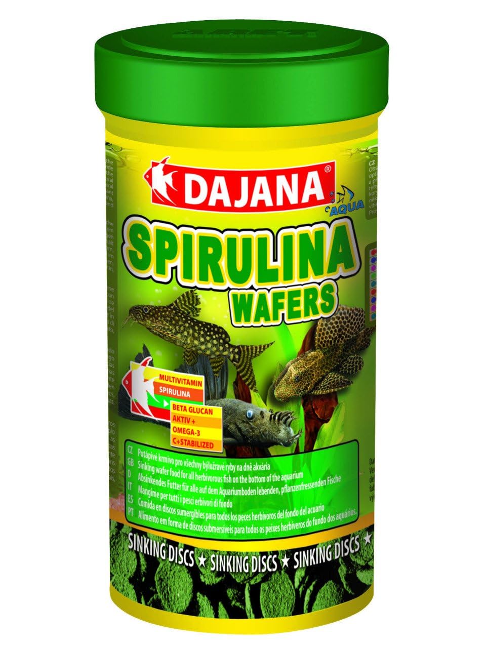Dajana Spirulina Wafers Dip Balıkları İçin Bitkisel Yem 250 Ml 100 Gr