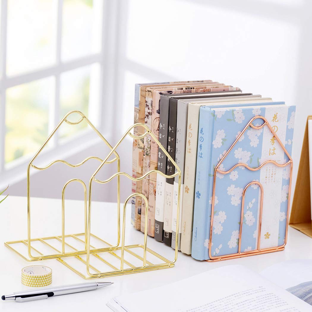 Reggilibri Metallico Minimalista - Fermalibri A Cactus Oro Per Scrivania - Foto 10