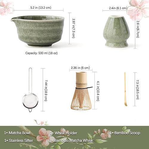 Miniatura 3 de Juego de Matcha Buucup, Juego de Cuenco de Matcha con Boca, Batidor de Matcha y Soporte, Cuchara de Bambú para Matcha y Tamiz de Acero Inoxidable -