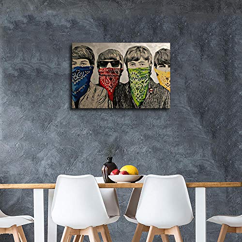 Banksy Beatles Poster sur toile et décoration murale moderne pour chambre à coucher - Les Beatles, Paul McCartney, John Lennon, RIngo Starr, George Harrison Banksy Beatles Poster sur toile et décoration murale moderne pour chambre à coucher – Image 5