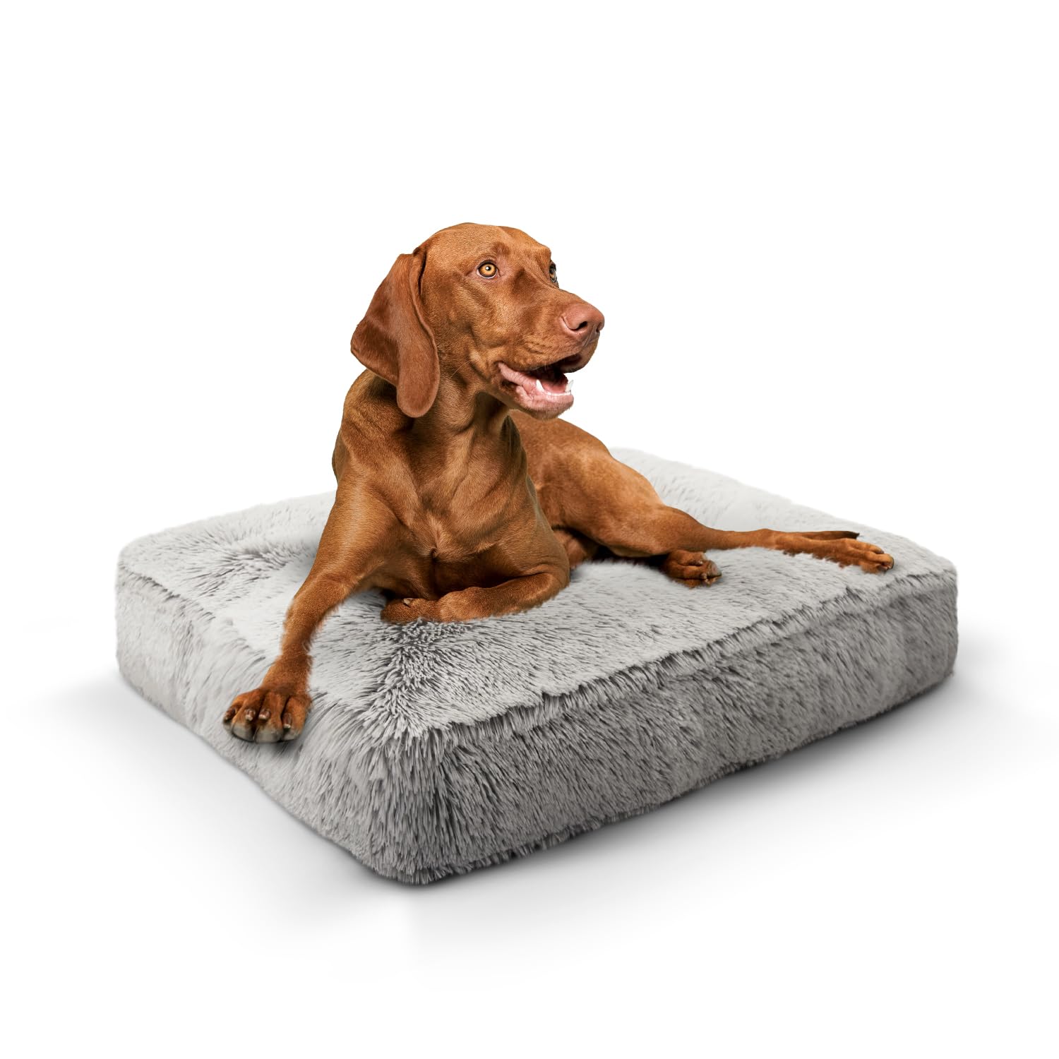 Bessie And Barnie Hundebett Mit Bolster – Extra Weiches Kunstfell, Waschbar, Rechteckig, Beruhigend Für Hunde
