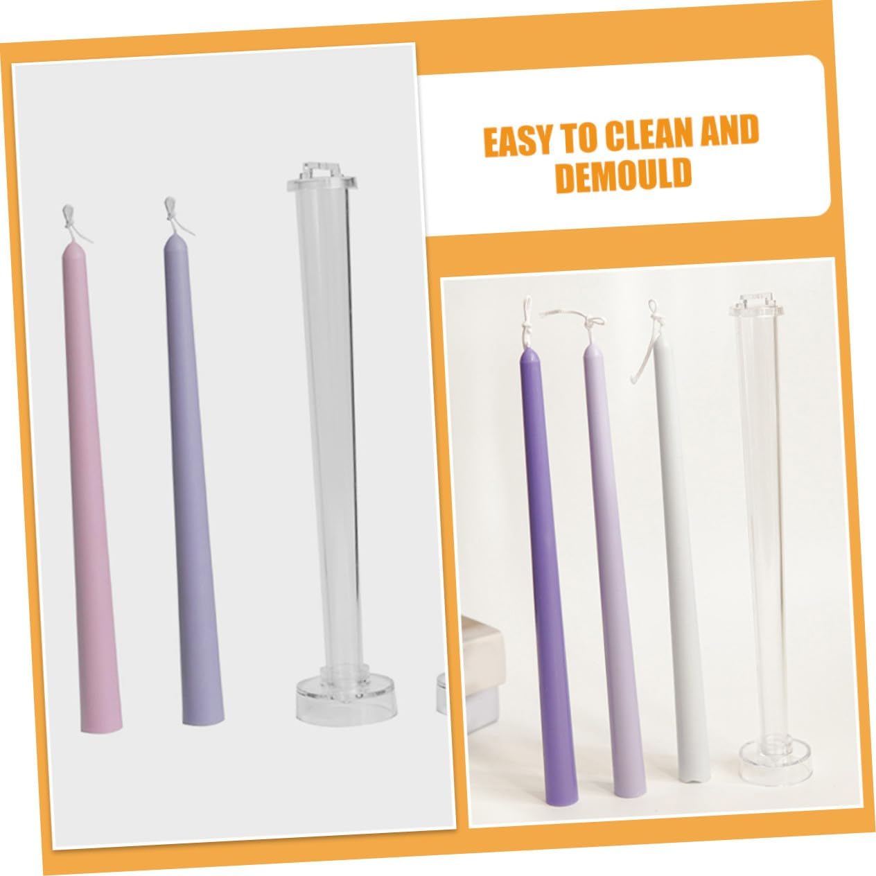 2pcs Plastic Taper Candle Making Molds for Handicraft