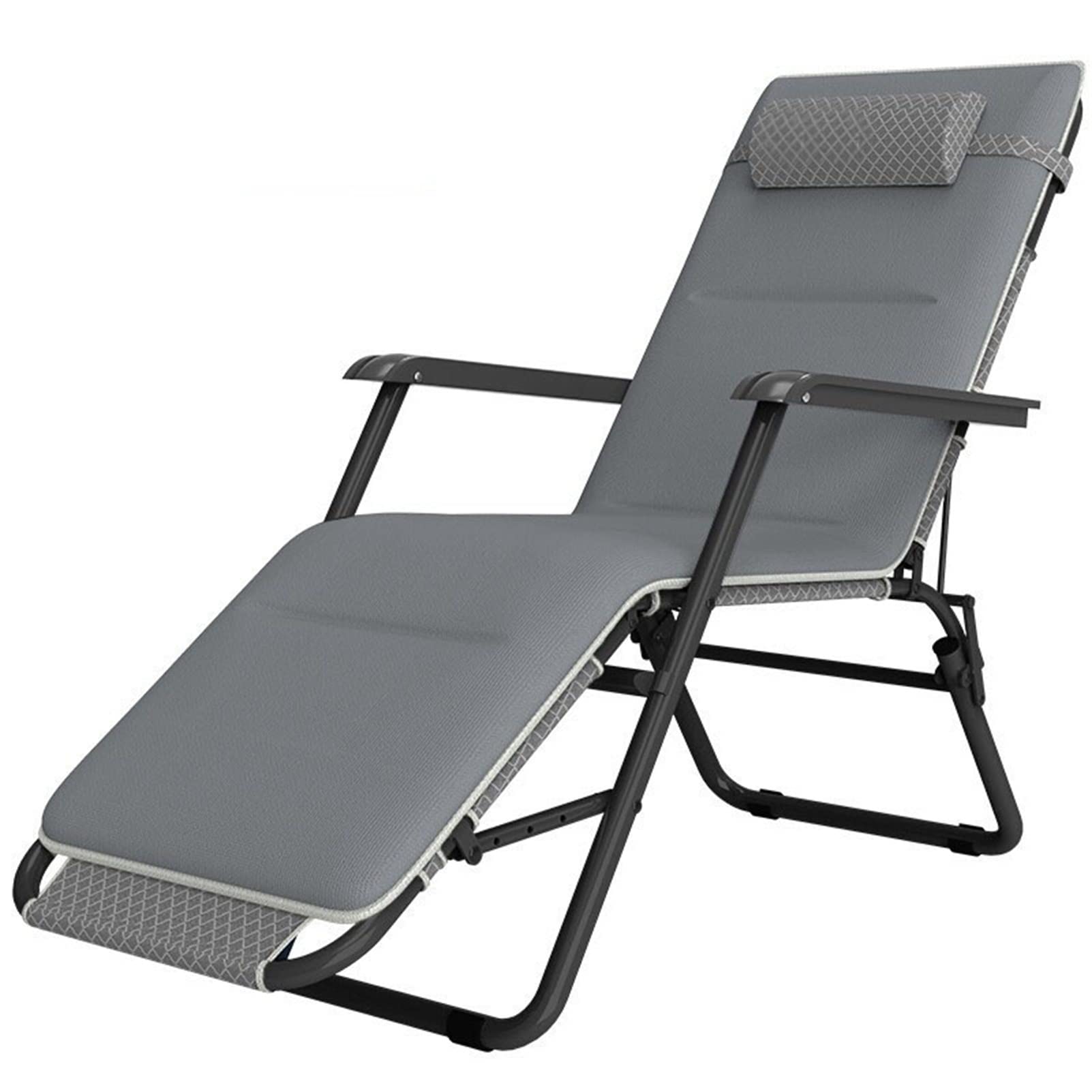 Chaise longue de jardin pour terrasse et camping, fauteuil relax réglable avec appui-tête