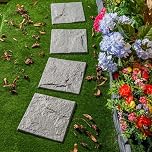 rightclick 4pk Stone Effect Stepping Stone Tiles | Garden Paving Tile's | Garden Pathway | Plastic Patio Block Stepping Stones | Square Stomp Stone for Home, Garden & Walkway, Easy to Clean (30x30cm)