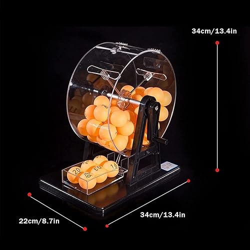 Miniatura 5 de QCHIAN Máquina manual de lotería, juego de bingo, incluye jaula de bingo acrílica y bola de 50 piezas para lugares de entretenimiento, centros