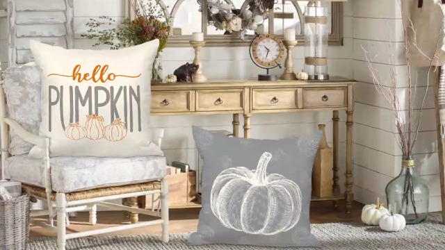 Lot De 4 Housses De Coussin Décoratives Automne 40x40 Cm - Motif Aquarelle Citrouille, Feuille D'érable, Pour Halloween/Thanksgiving