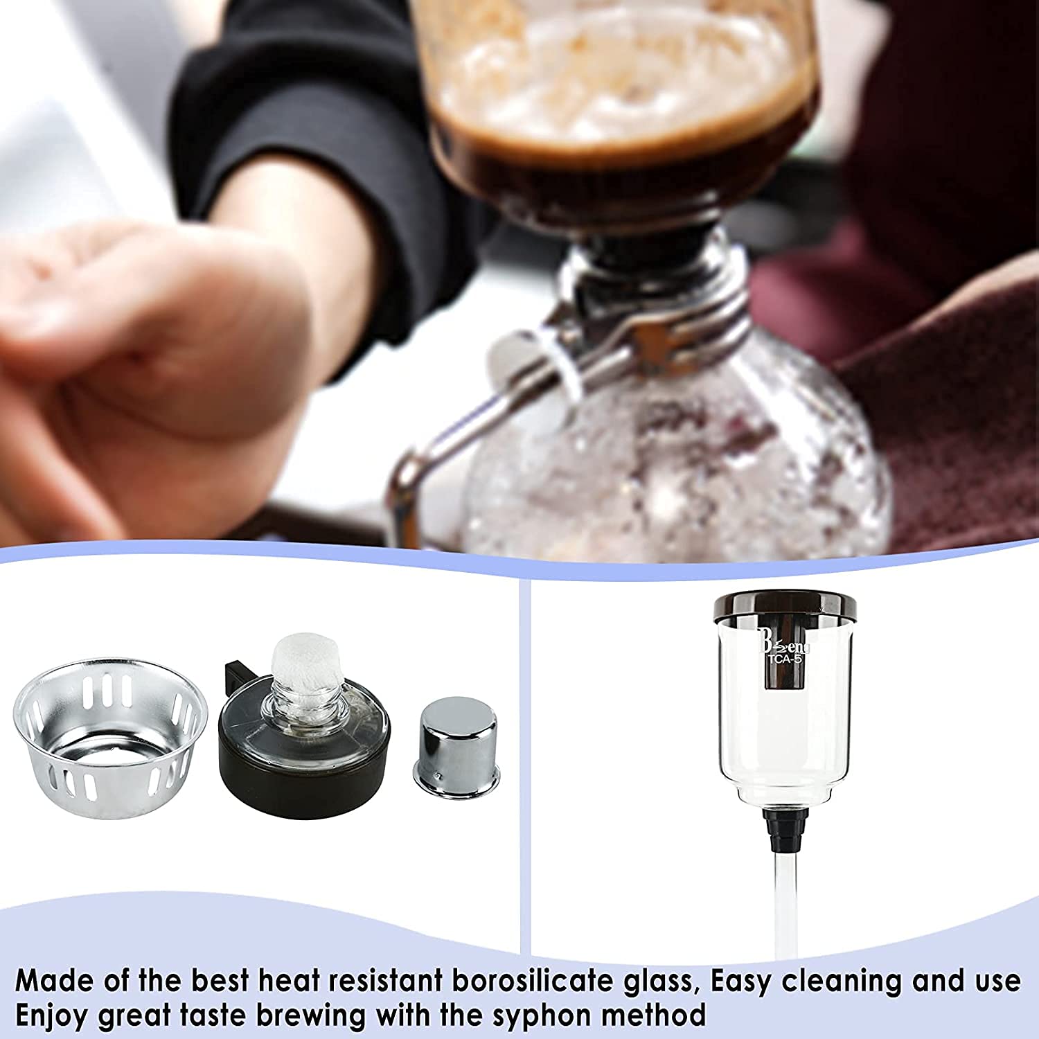 YaeKoo 5Cup Coffee Syphon Tabletop Siphon (Syphon) Coffee Maker Gravity Coffee Maker Glass