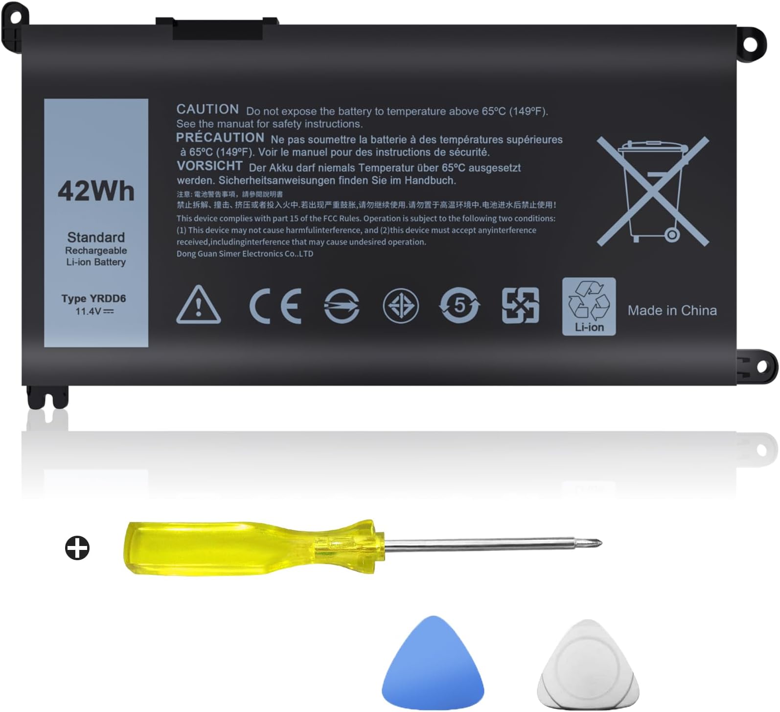 YRDD6 Battery Compatible with Dell Inspiron 3493 3583 3584 3593 5485 5481 5482 5491 5493 5593 3582 5585 5590 5591 5594 5598 7586 3793 5480 3310 2-in-1 3501 5584 Vostro 3491 5581 5481 5490 5590